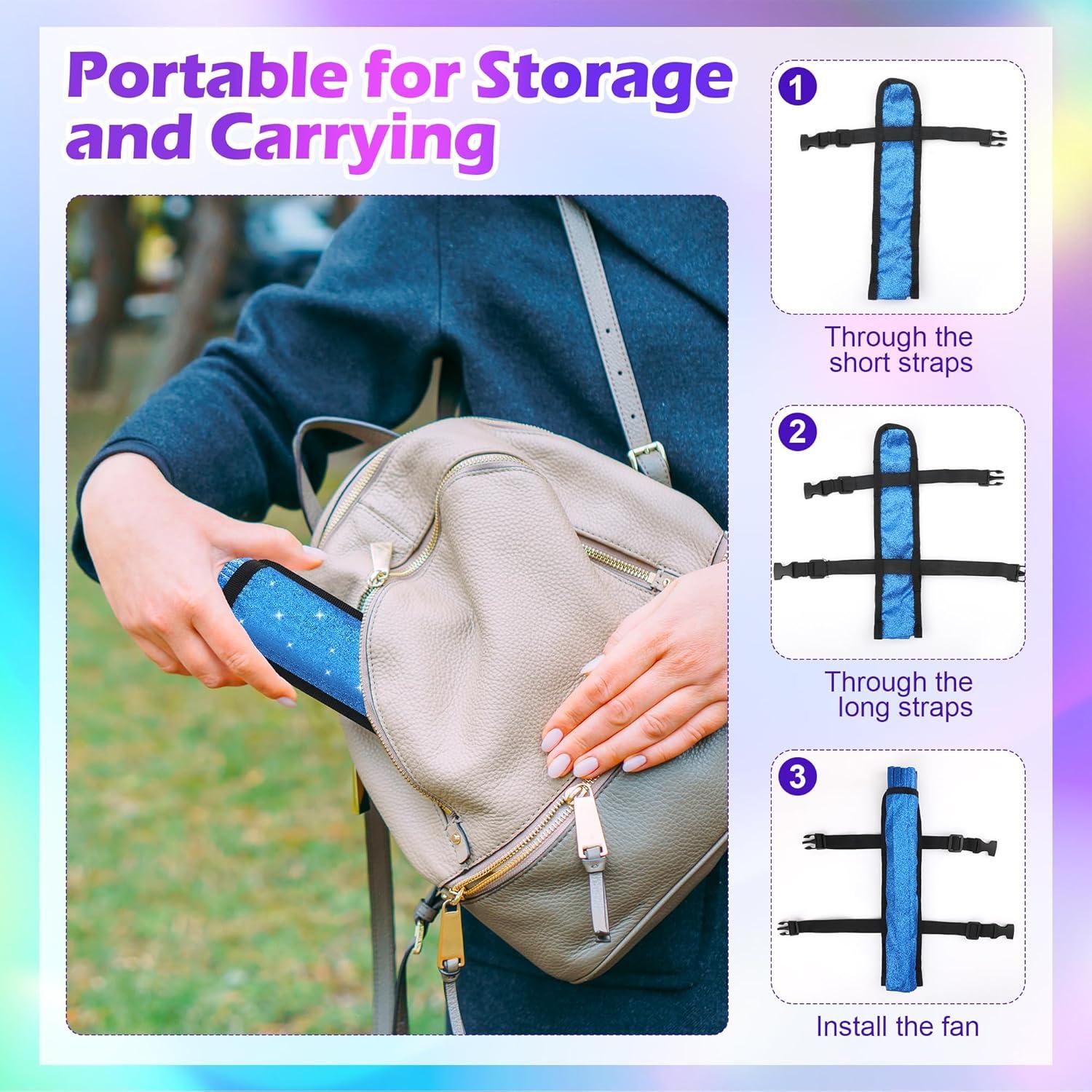 Abanico Plegable Brillante 34 cm AngleKai - 2 Piezas Azul