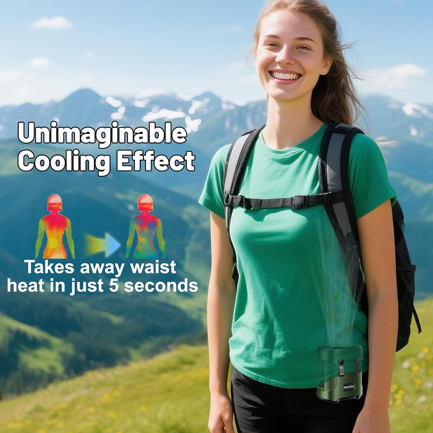 Ventilador de Cintura Portátil EVADA 4000mAh 3 Velocidades Verde