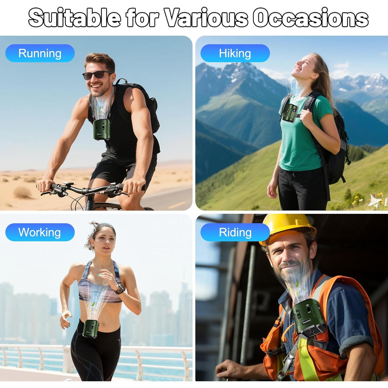 Ventilador de Cintura Portátil EVADA 4000mAh 3 Velocidades Verde