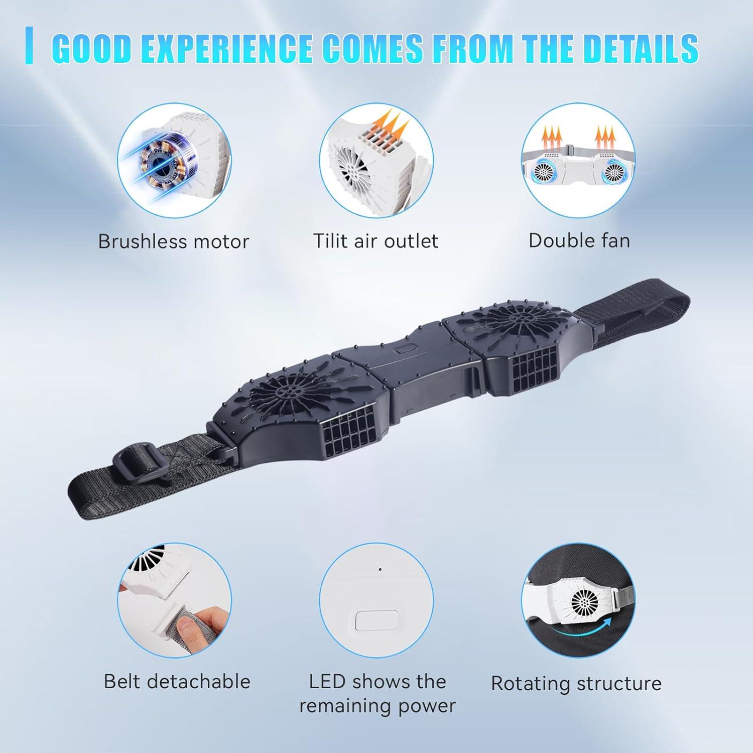 Ventilador de Cintura Portátil Recargable Onovatpol 8000mAh Negro