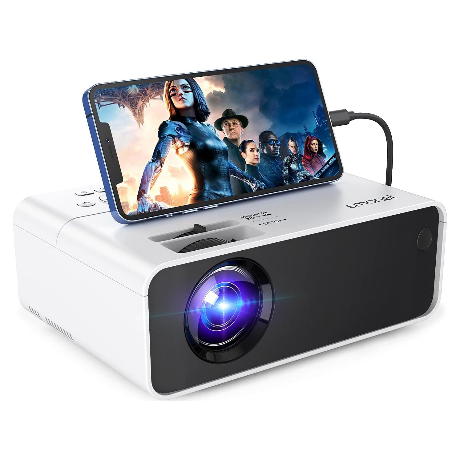Proyector HD 1080P SMONET 7500 Lúmenes Mini Portátil