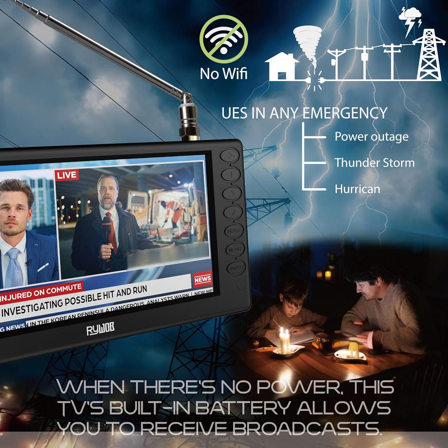 Televisor Portátil Digital Rywob 5" con Batería y Control Remoto