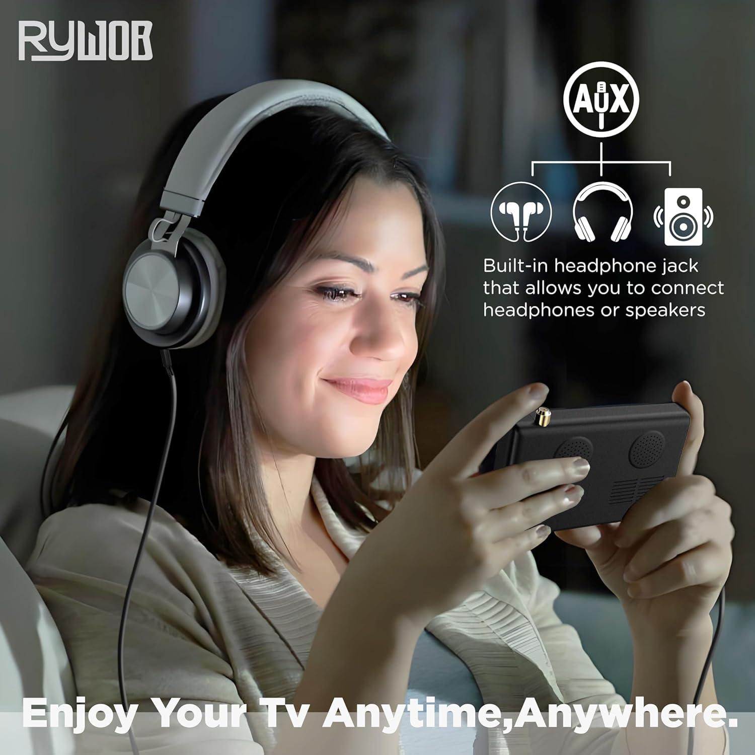 Televisor Portátil Digital Rywob 5" con Batería y Control Remoto