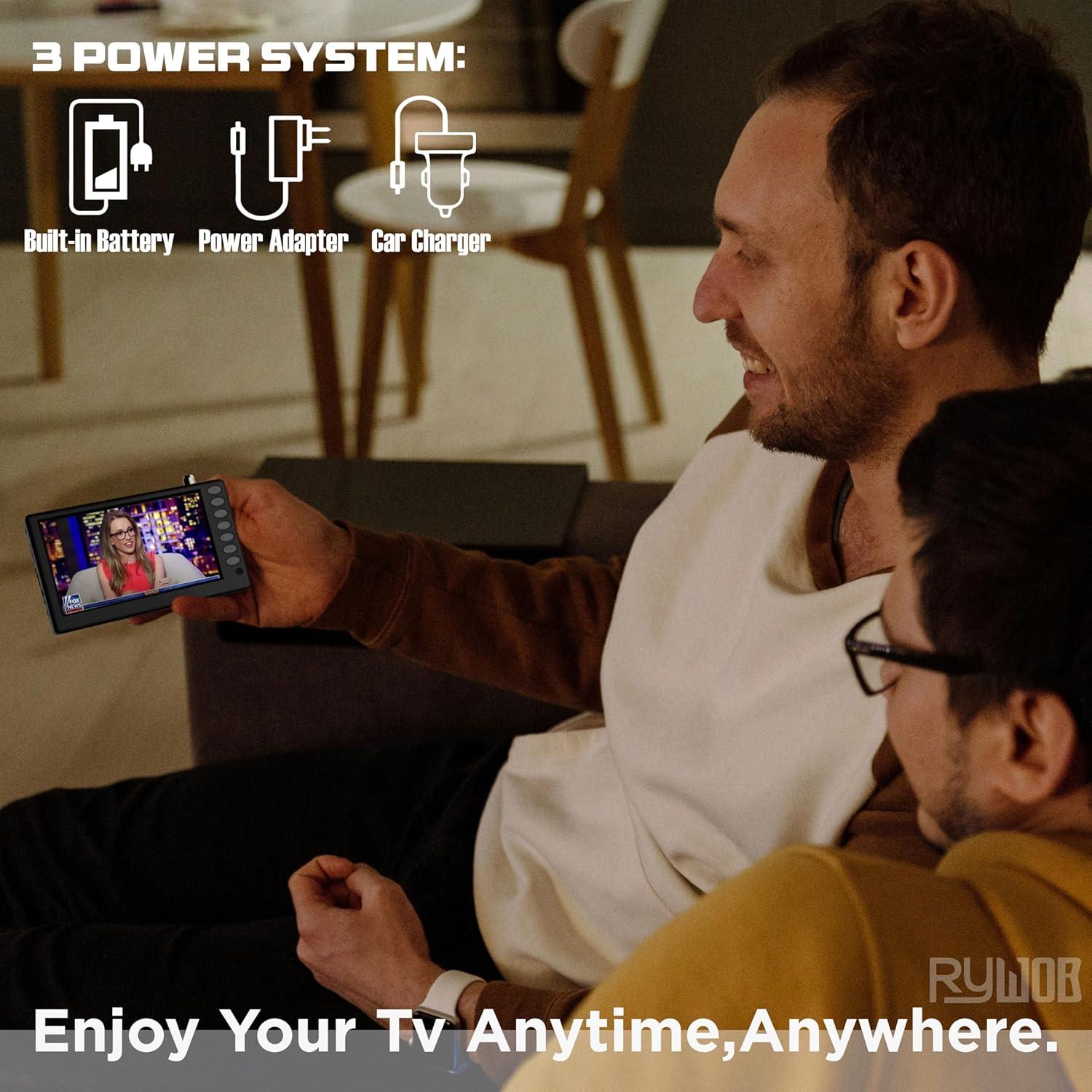 Televisor Portátil Digital Rywob 5" con Batería y Control Remoto