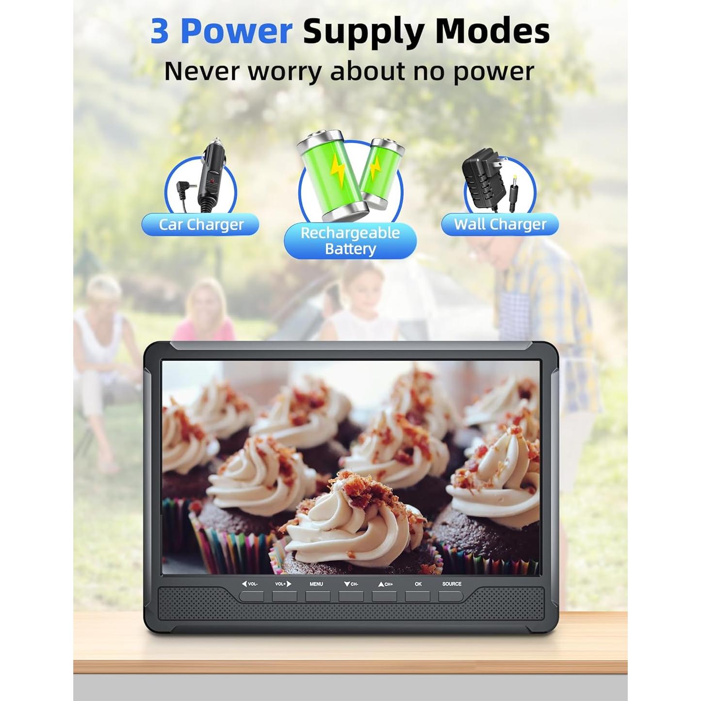 Televisor Portátil Desobry 10.5" HD IPS con HDMI y RCA