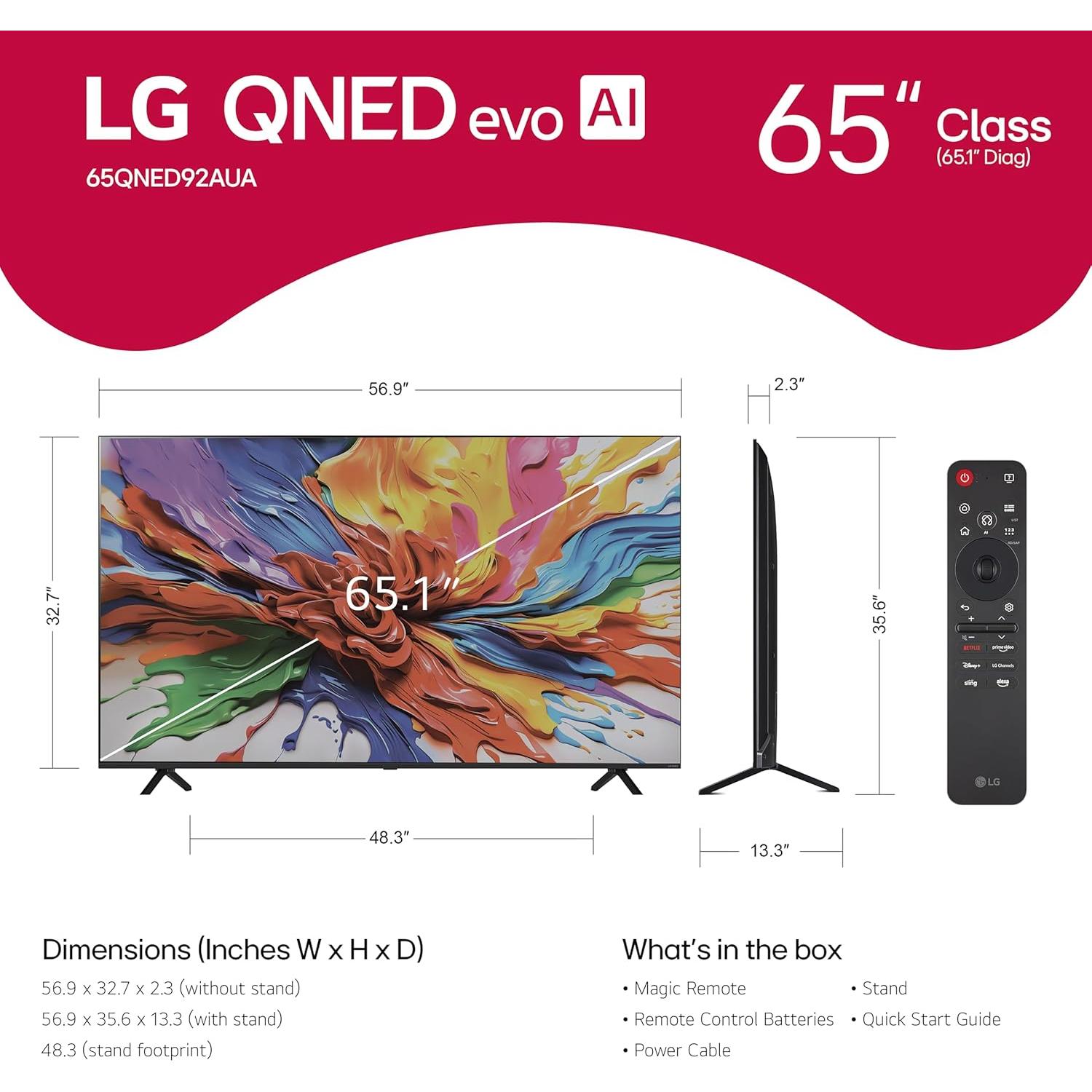 Televisor LG QNED evo AI 4K Mini LED 165 cm Dolby Atmos