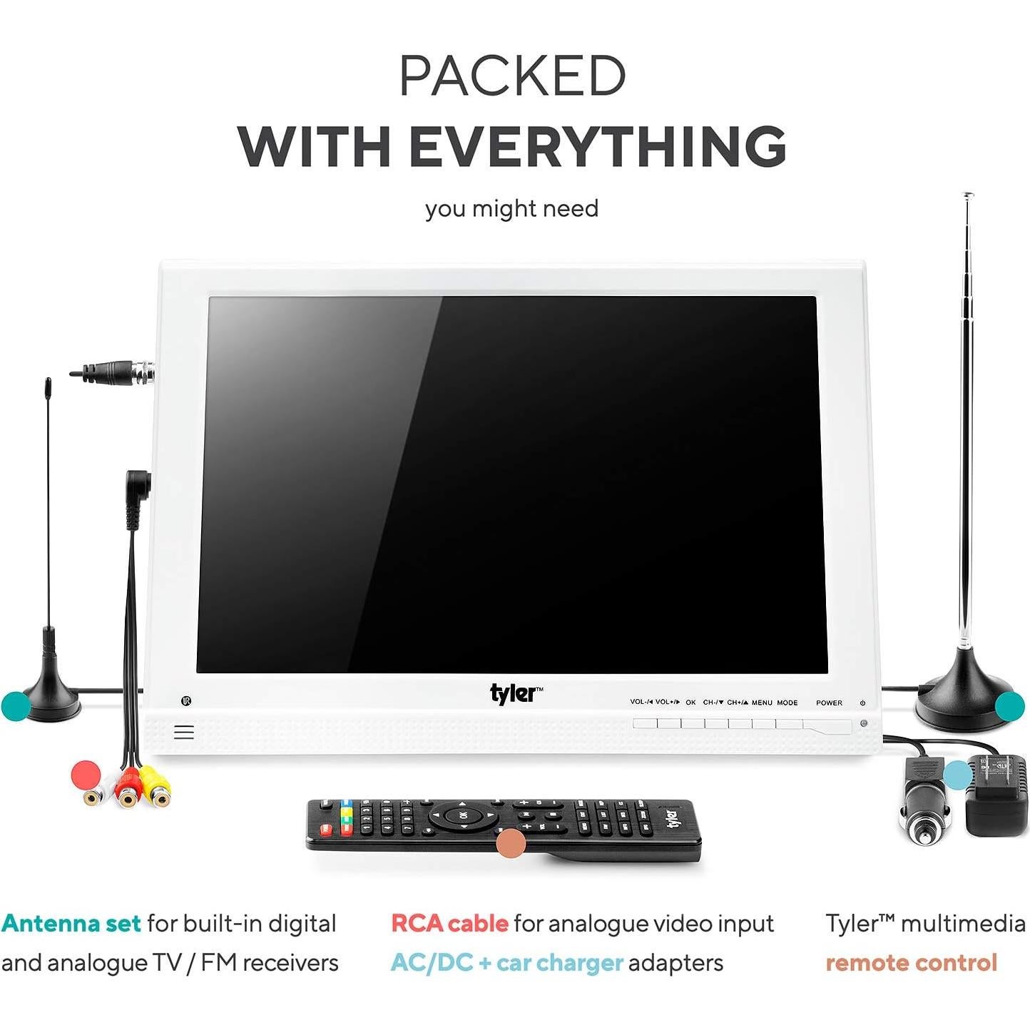 Televisor portátil LCD Tyler TTV707-13 13.3" 1080P con batería