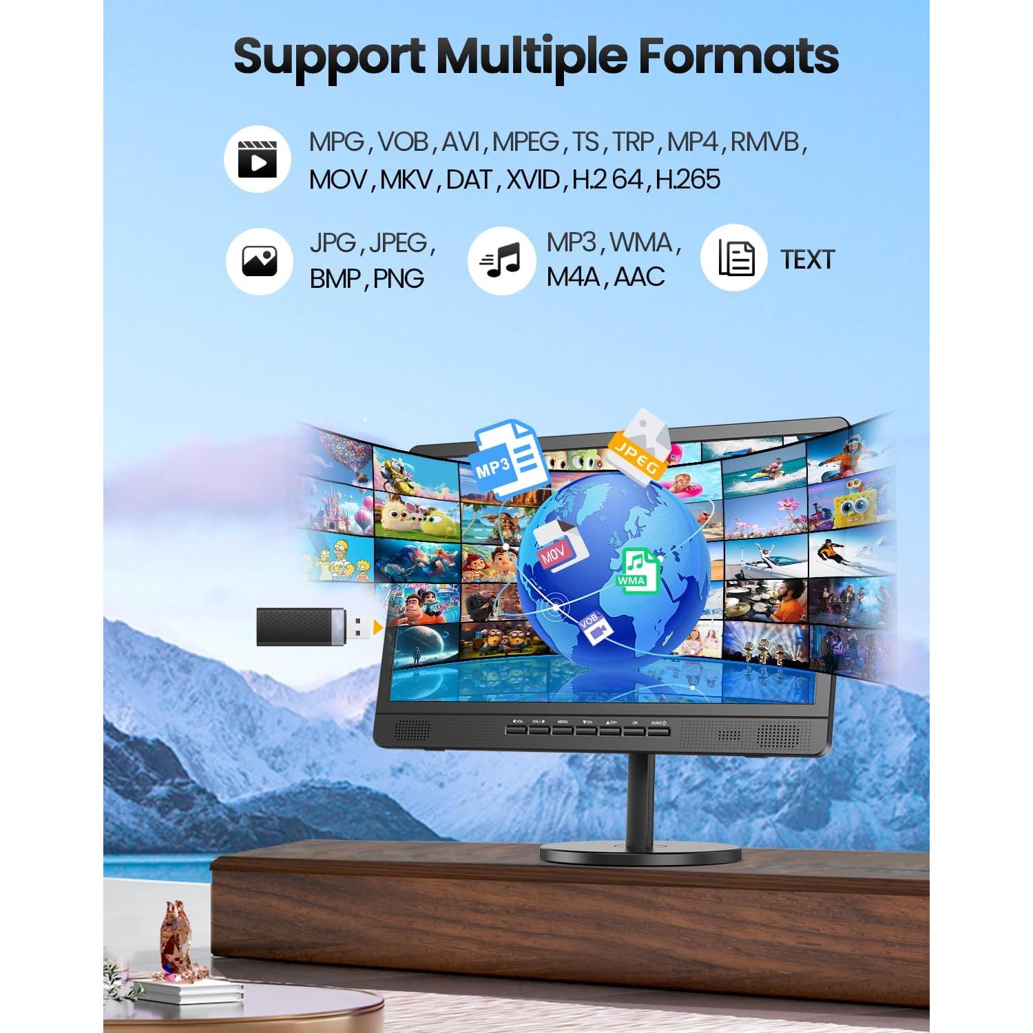 Televisor Portátil Desobry 18" con Batería 6500mAh y HDMI