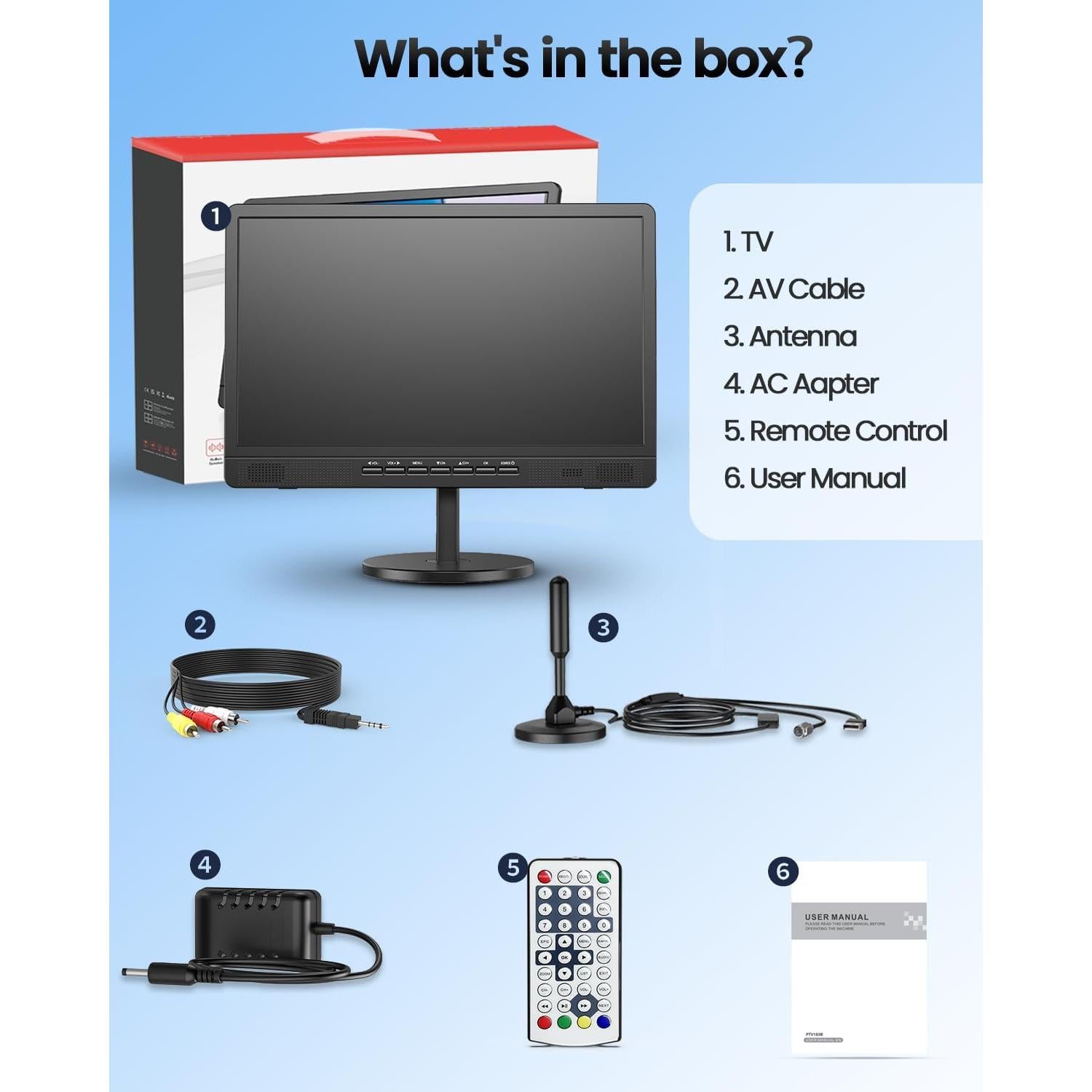 Televisor Portátil Desobry 18" con Batería 6500mAh y HDMI