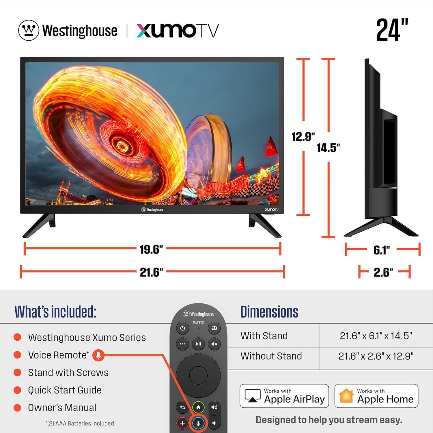 Televisor LED Westinghouse 24" HD con Control Remoto por Voz
