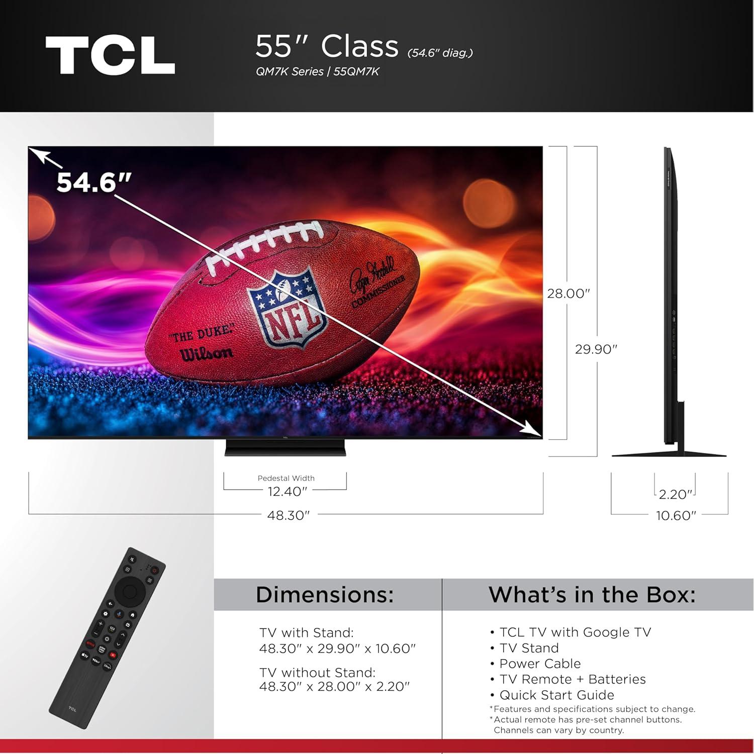 TCL 55" QM7K Mini LED QLED 4K HDR Smart TV 2025