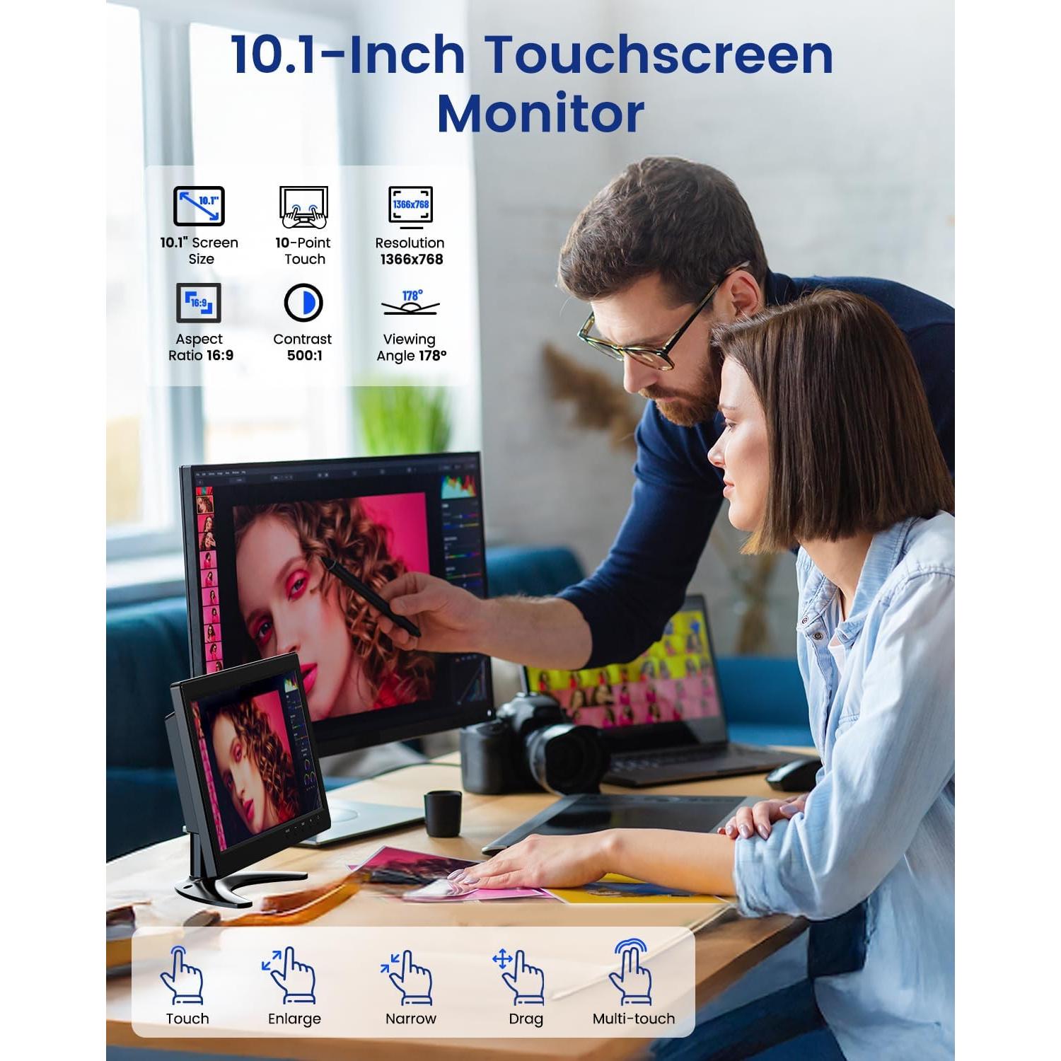 Monitor de Seguridad Eyoyo 10" Táctil HDMI 1366x768 Altavoces