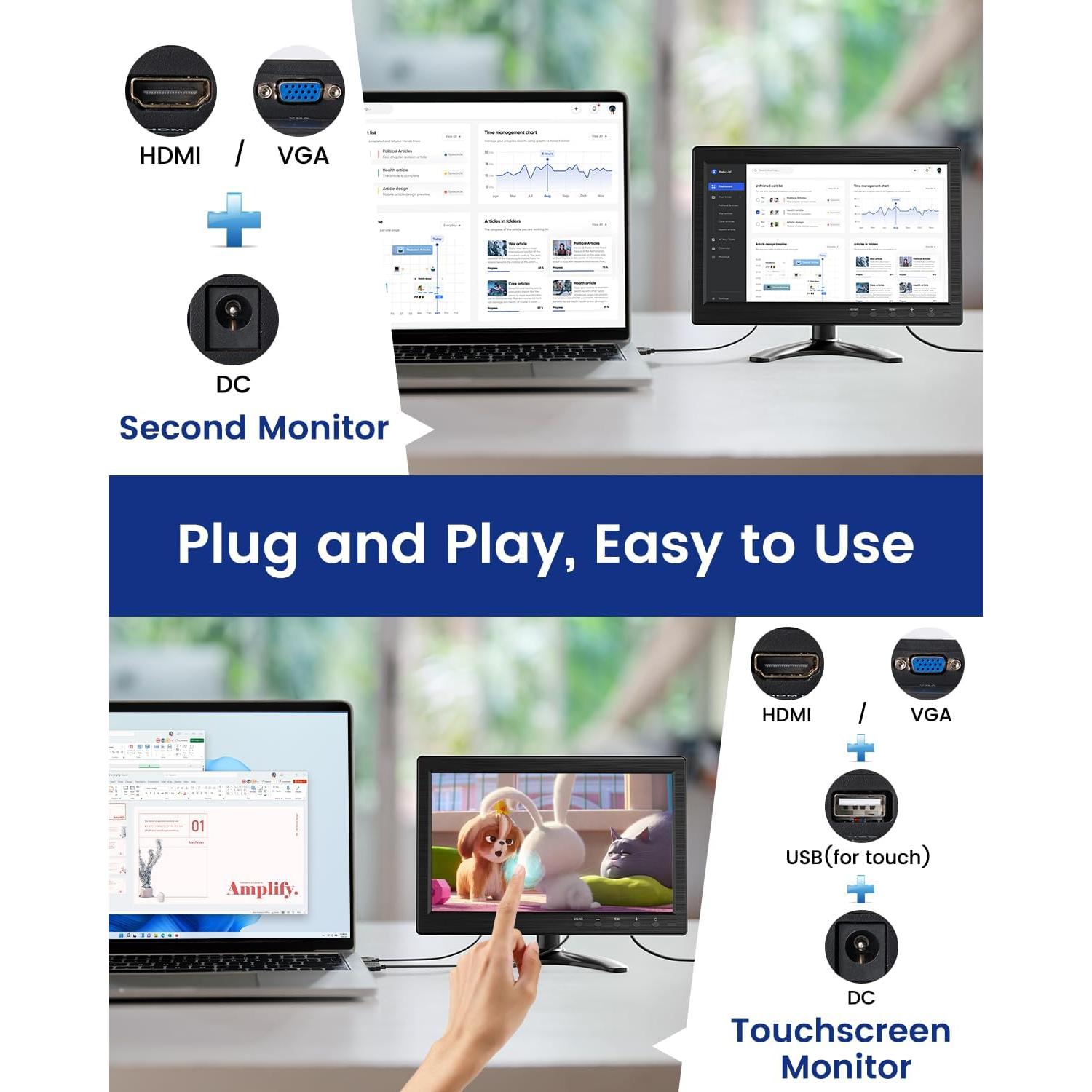 Monitor de Seguridad Eyoyo 10" Táctil HDMI 1366x768 Altavoces