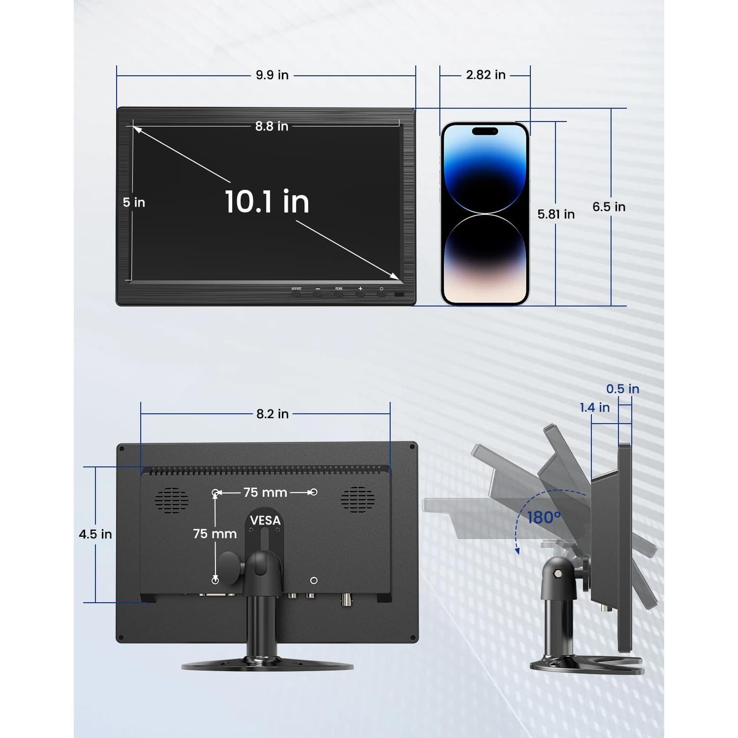 Monitor de Seguridad Eyoyo 10" Táctil HDMI 1366x768 Altavoces