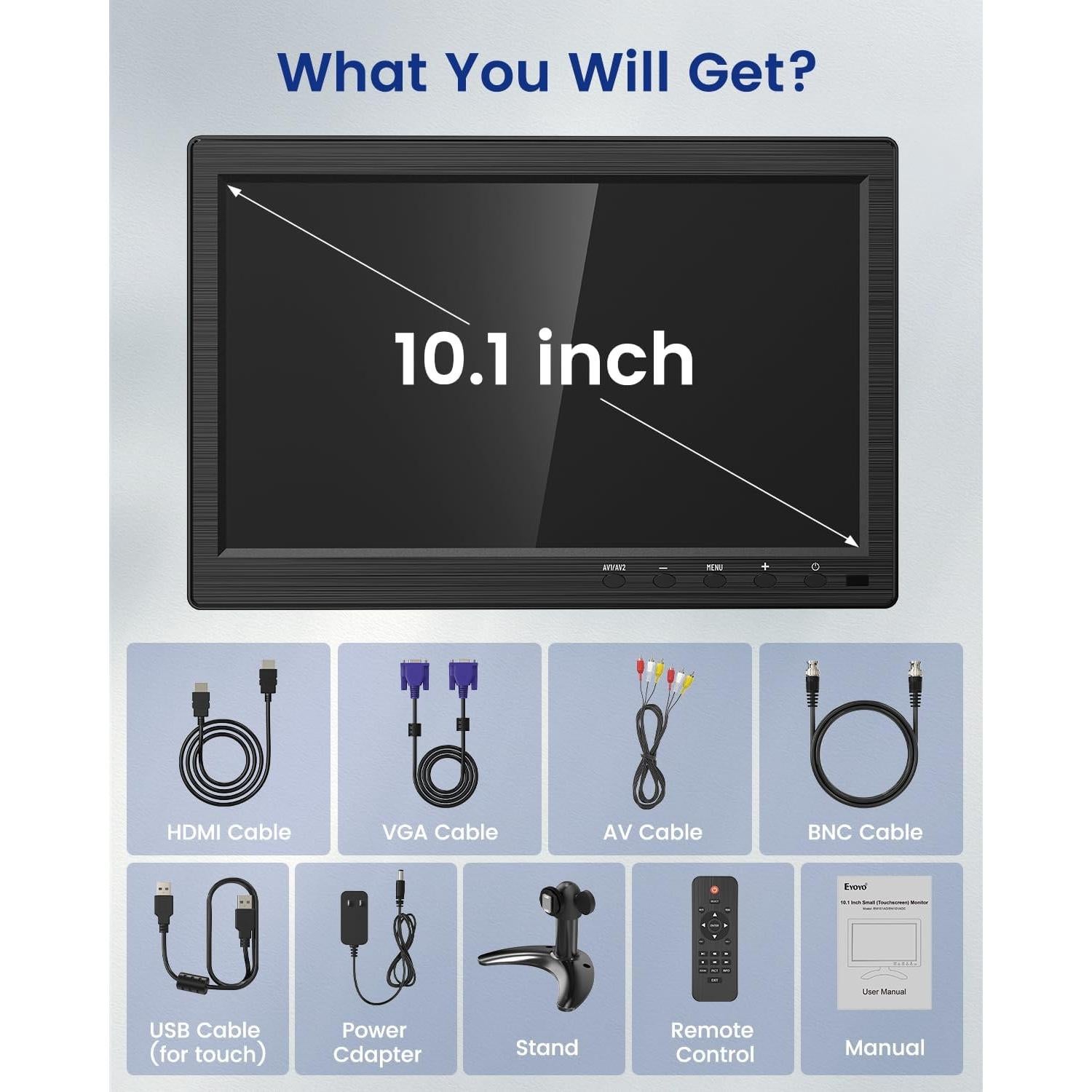 Monitor de Seguridad Eyoyo 10" Táctil HDMI 1366x768 Altavoces