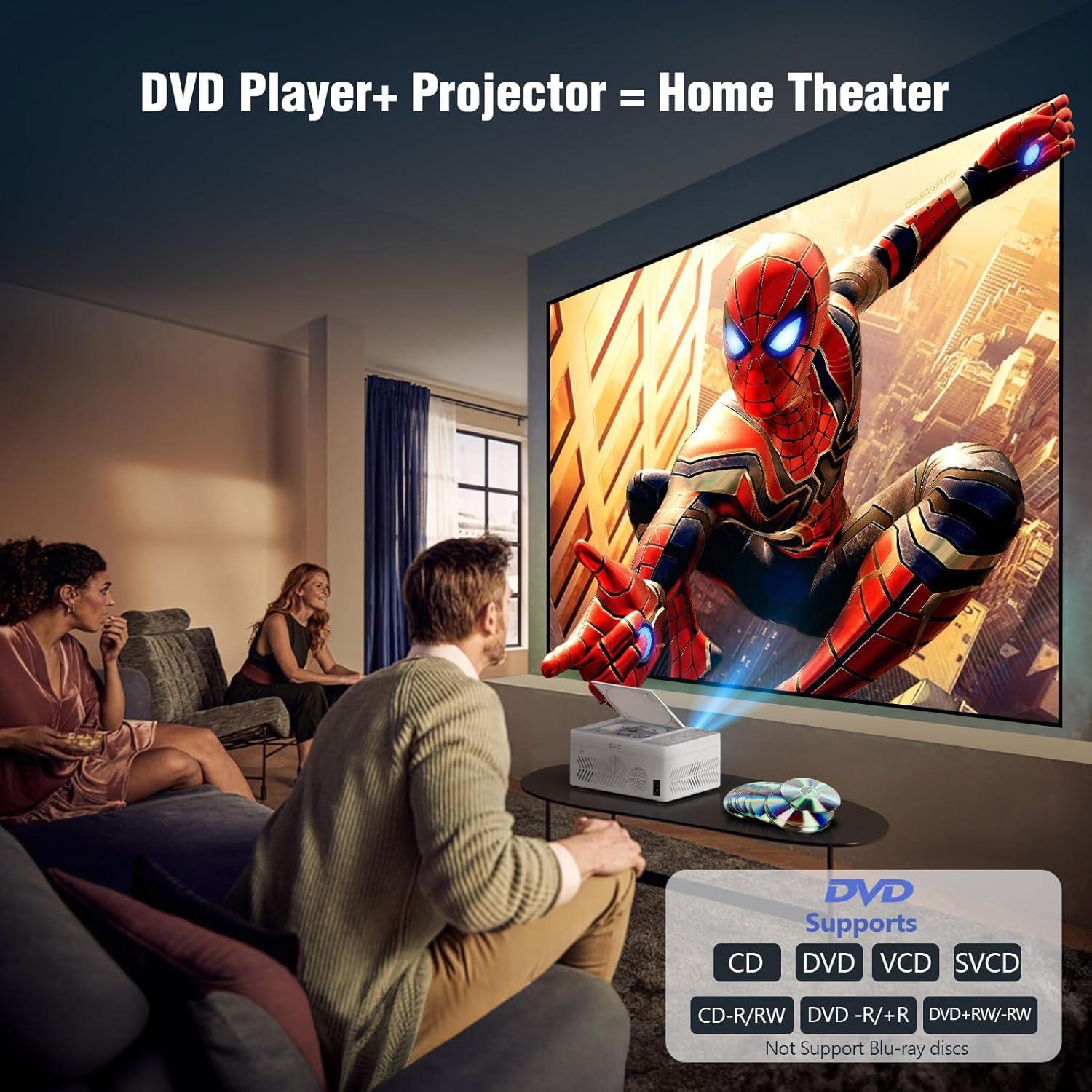 Proyector Bluetooth TMY 1080P con DVD y altavoz incorporado