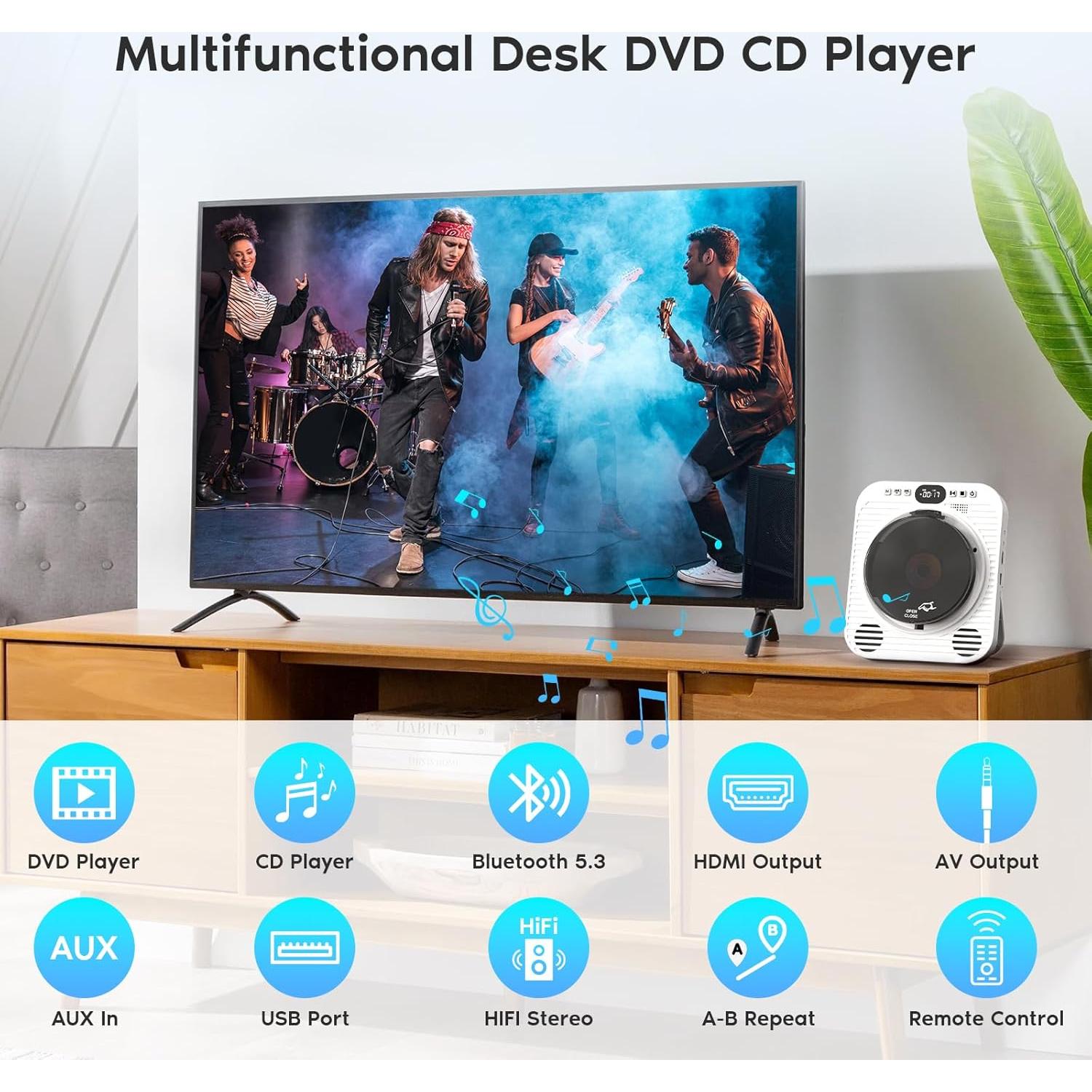 Reproductor de CD/DVD Ceihoit DVD-918 Bluetooth 5.3 1080P