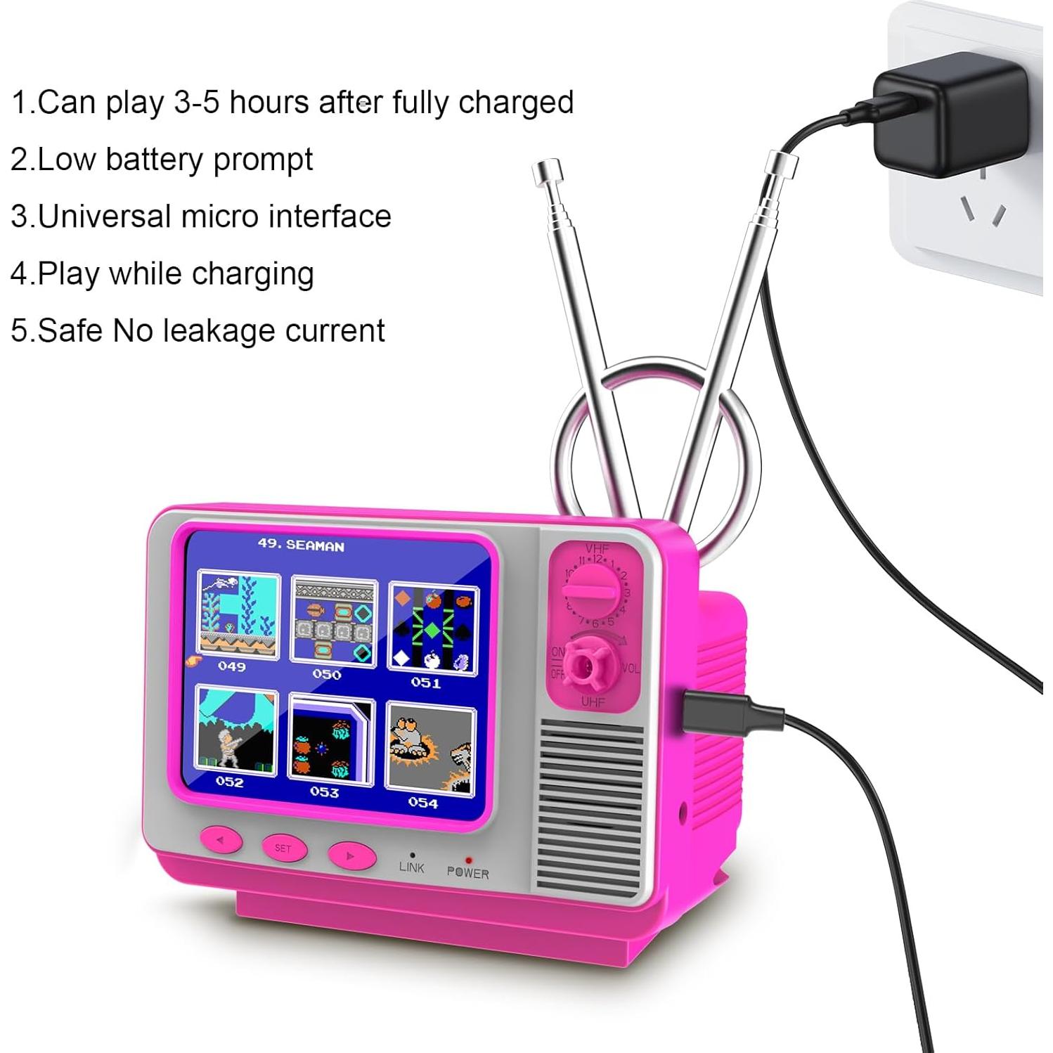 Consola de Juegos Retro EASEGMER GV300S 168 Juegos 3" Rosa