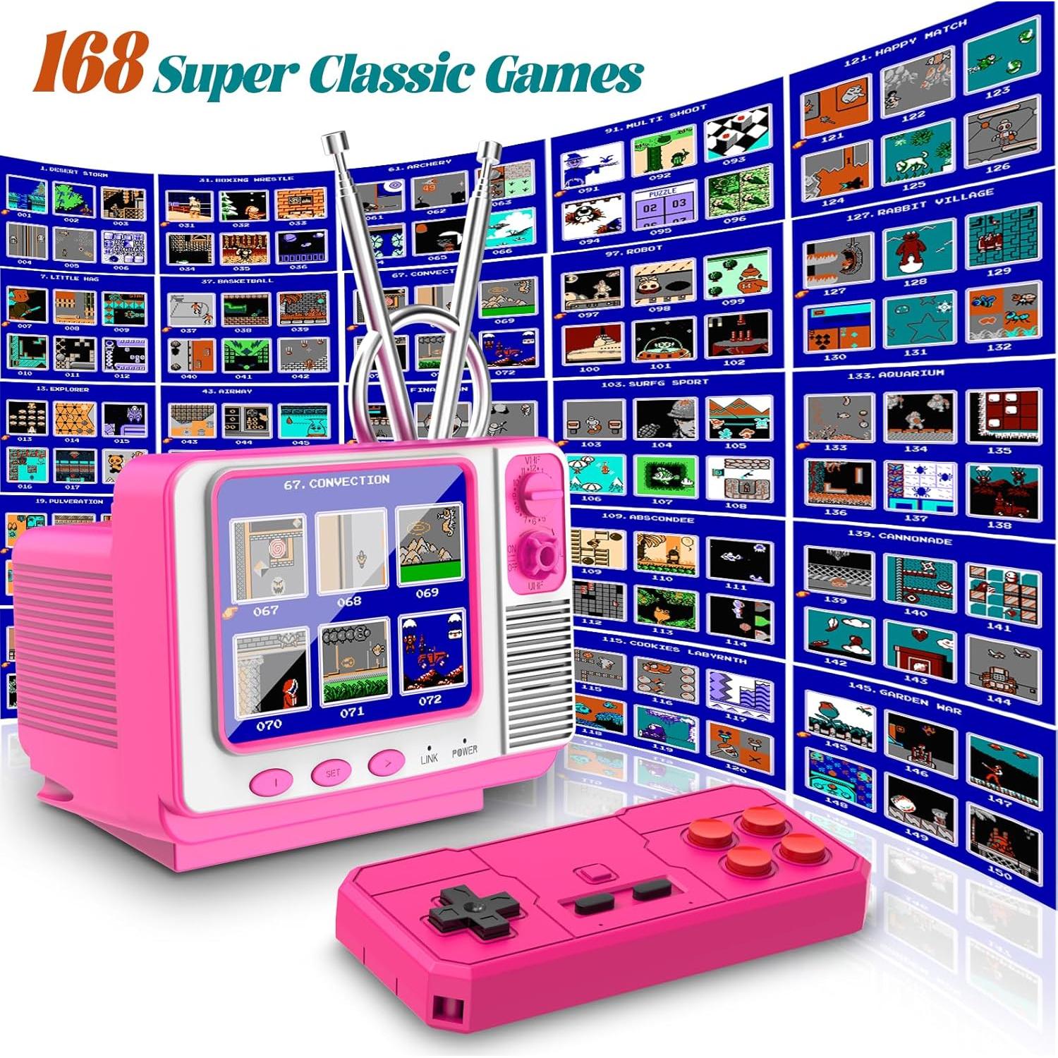 Consola de Juegos Retro EASEGMER GV300S 168 Juegos 3" Rosa