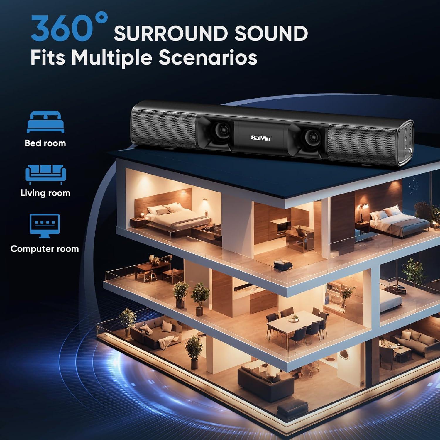 Barra de Sonido Saiyin DS6301H Pro 50W Bluetooth 5.3 43.18cm