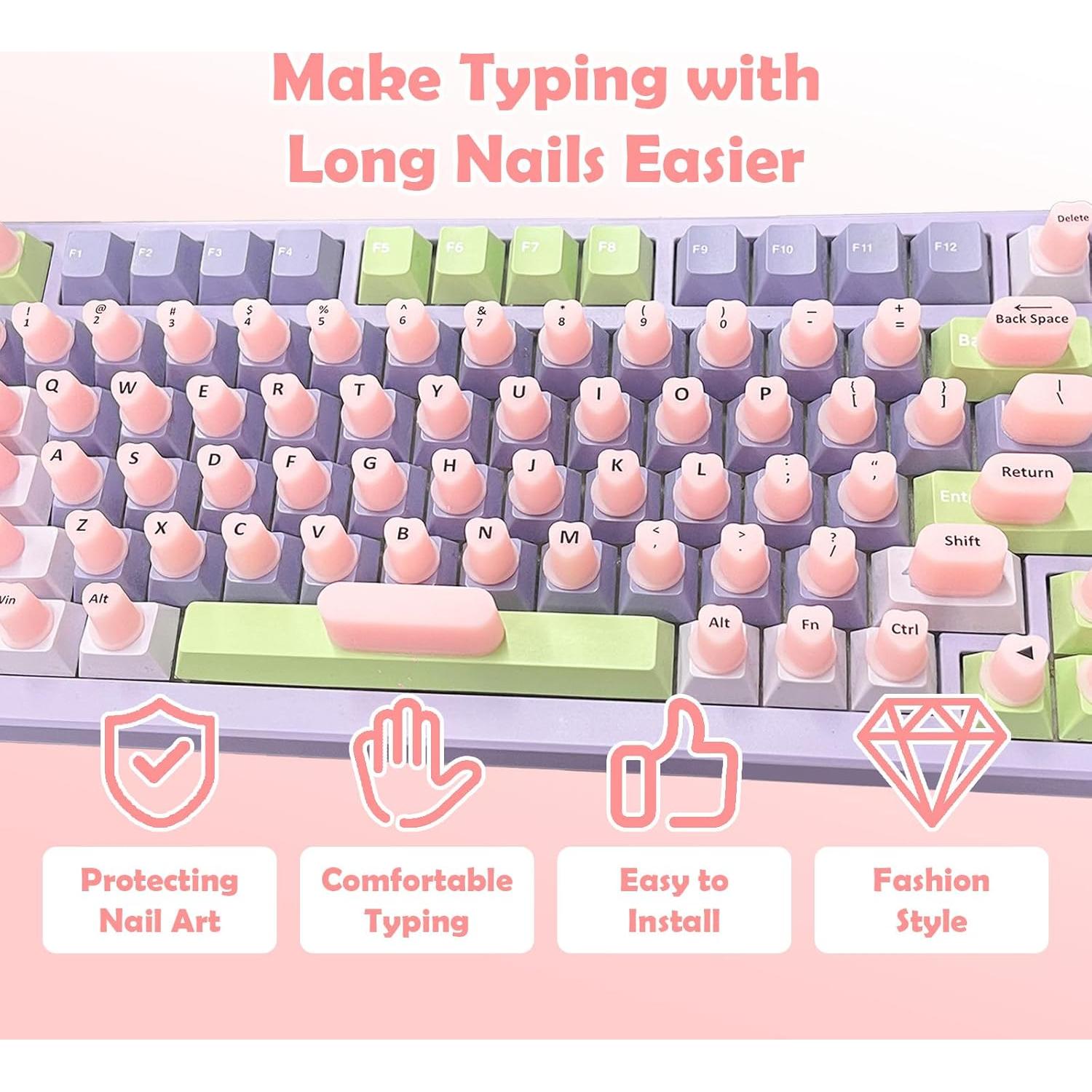 Calcomanías para Teclado Scorking 70 Pcs Rosa Uñas Largas