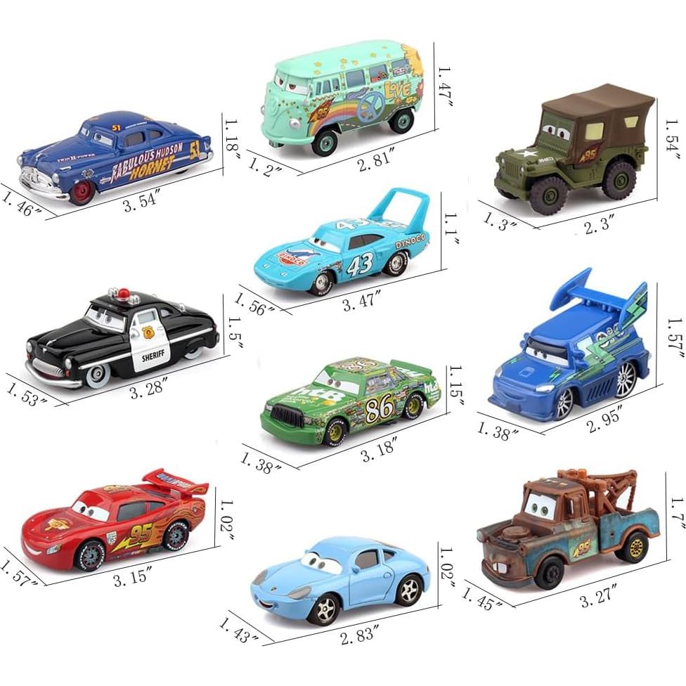 Set de Juguetes de Coches McQueen Metal Diecast 10 Piezas