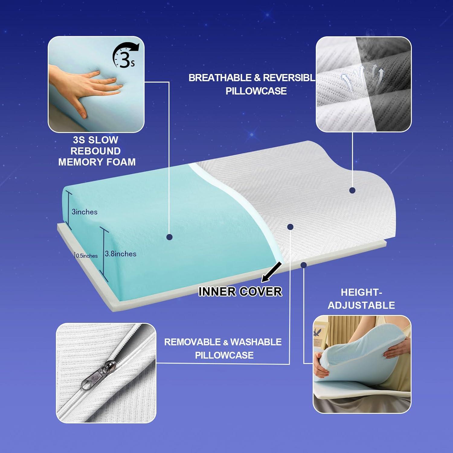 Almohada Cervical BSAFP Espuma de Memoria Transpirable 1.81kg