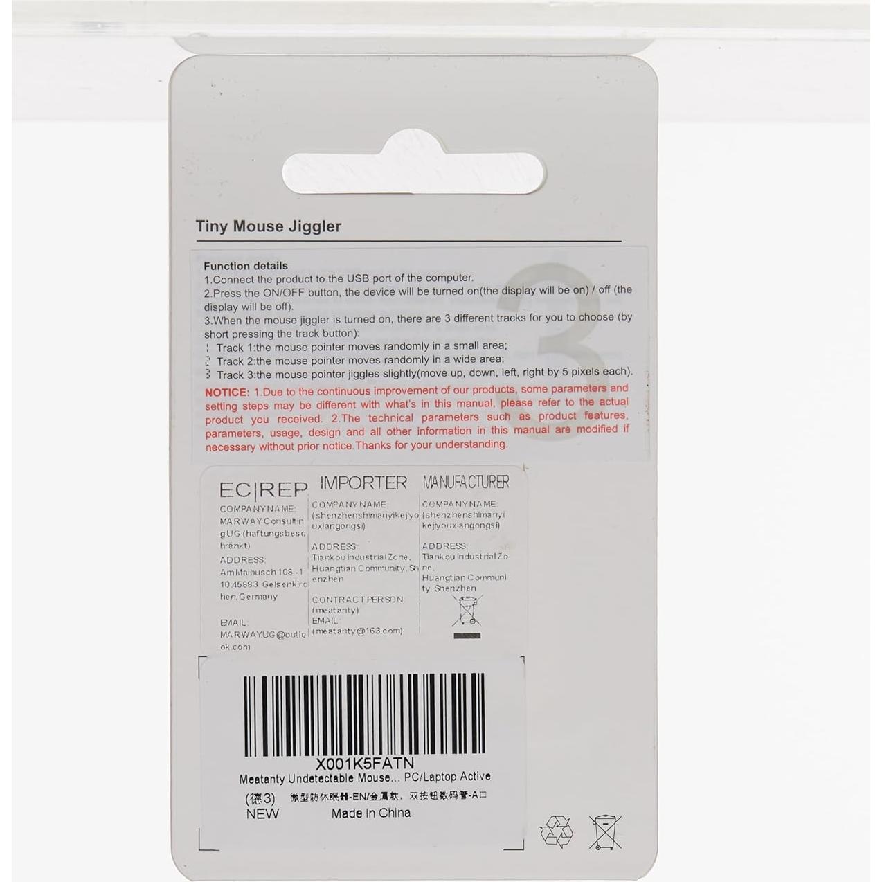 Agitador de Ratón USB Meatanty Pequeño Indetectable con LED