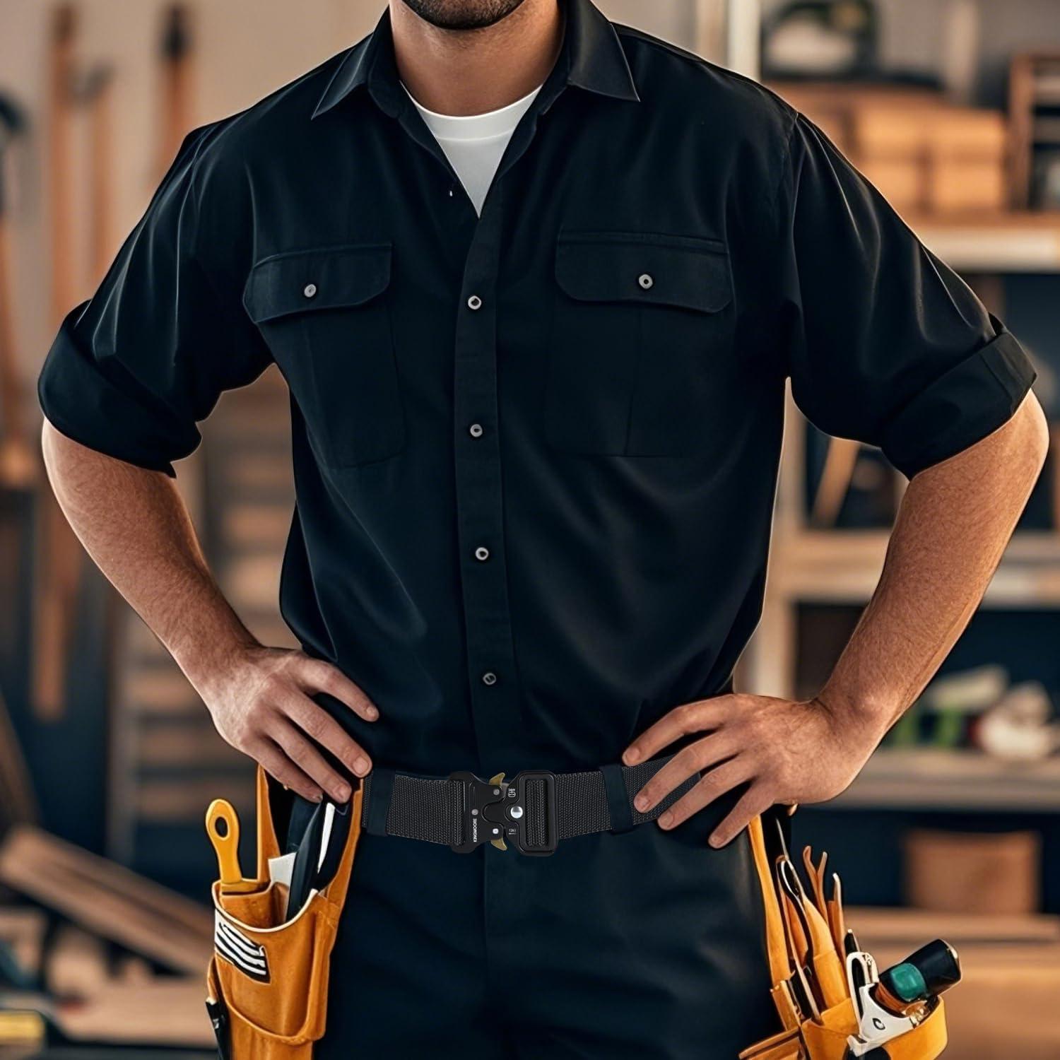 Cinturón Táctico KingMoore Hombre Nylon Ajustable Negro