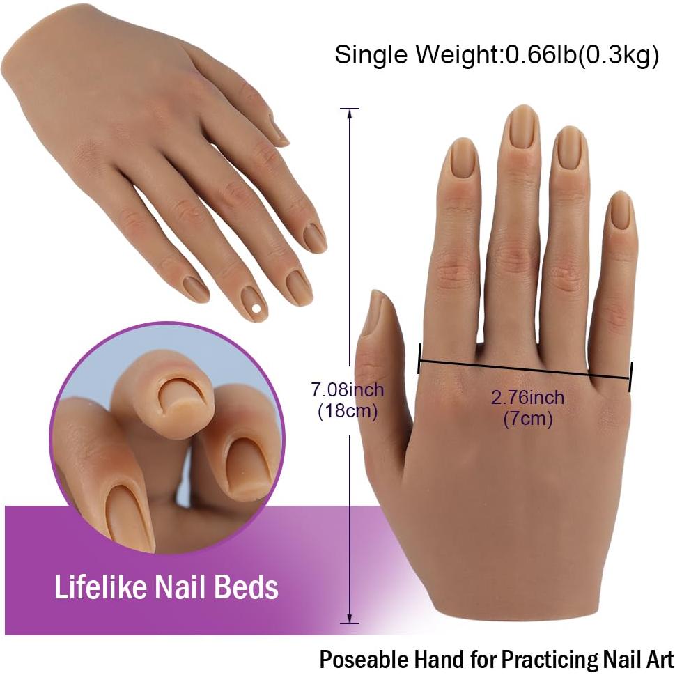 Maniquí de mano de silicona KnowU 18cm para práctica de uñas
