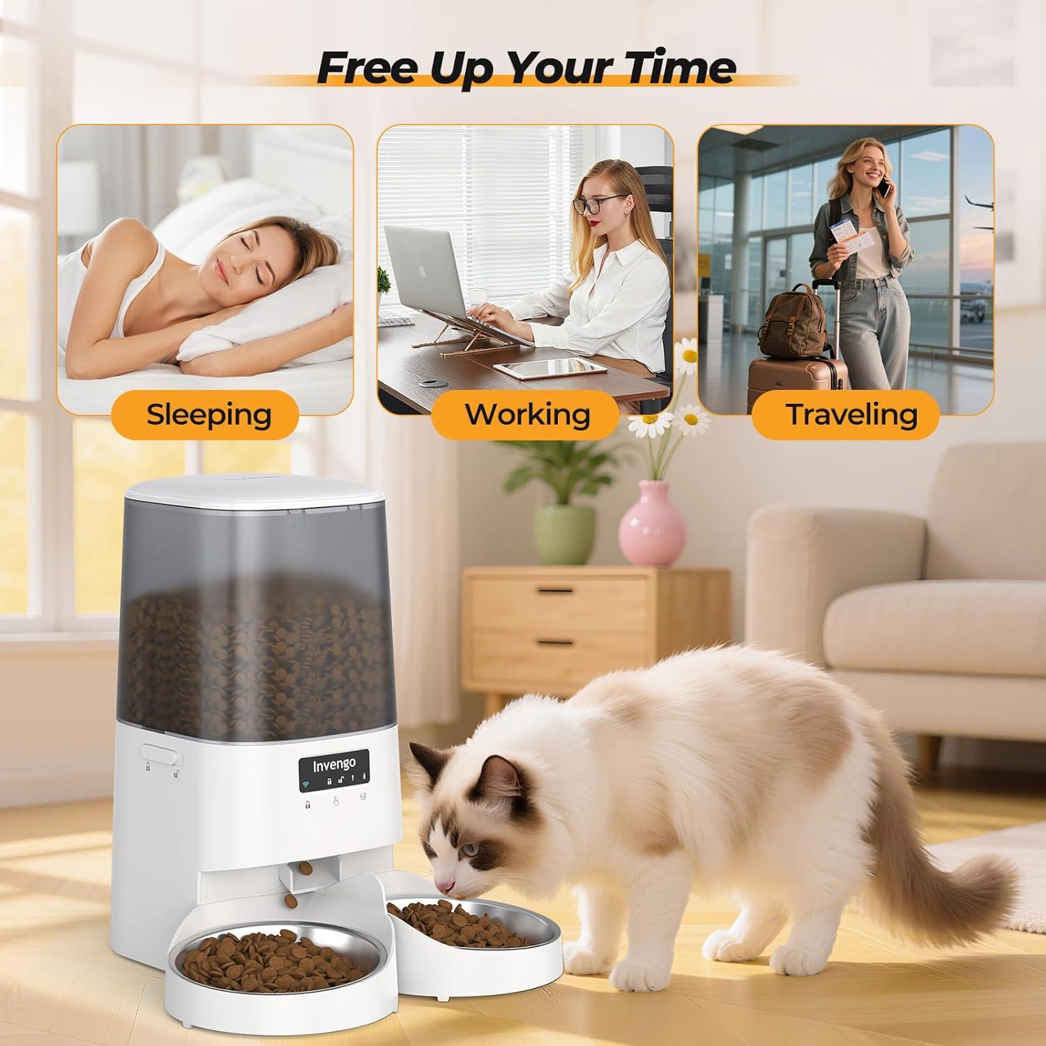 Comedero Automático para Gatos Invengo 5L Control App WiFi