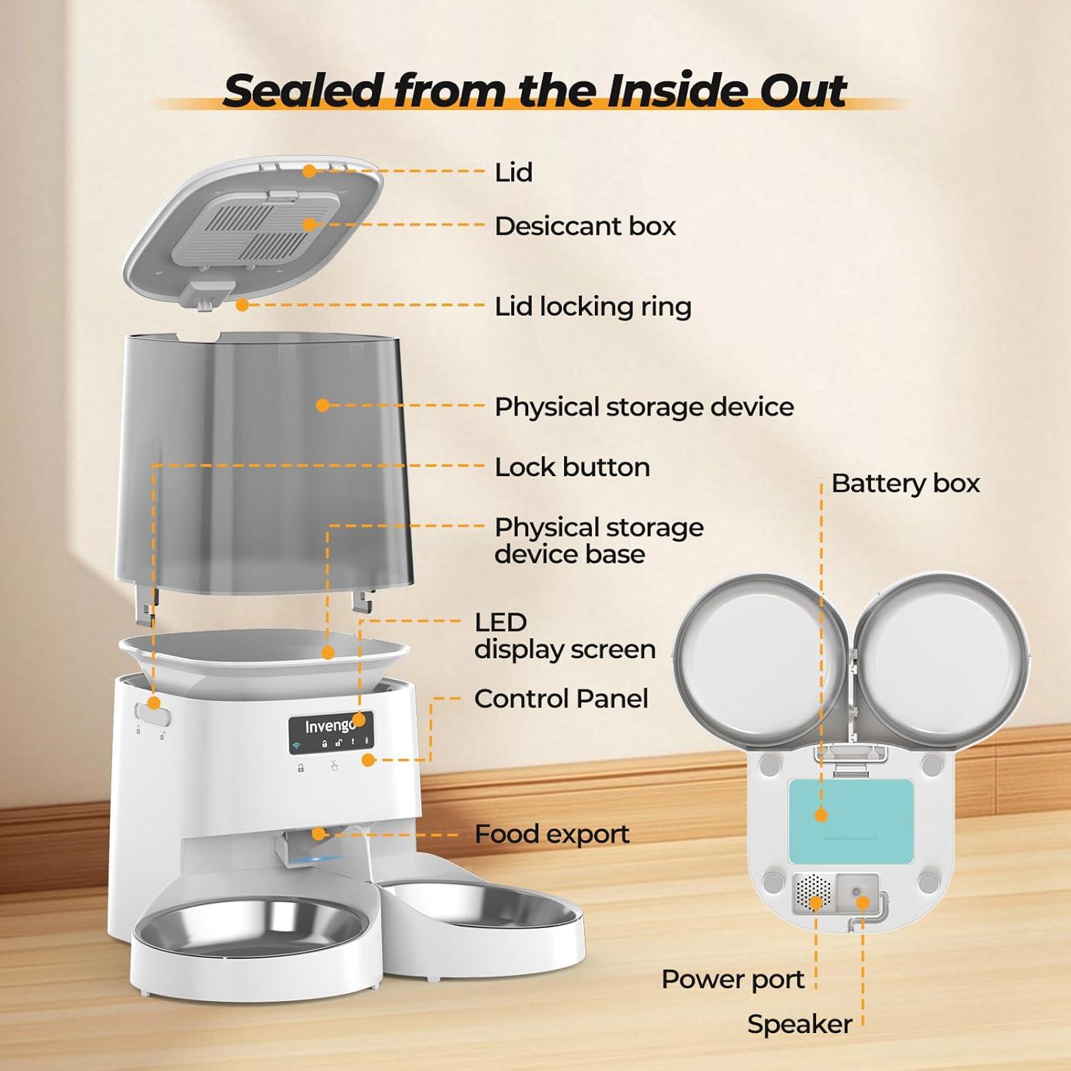 Comedero Automático para Gatos Invengo 5L Control App WiFi