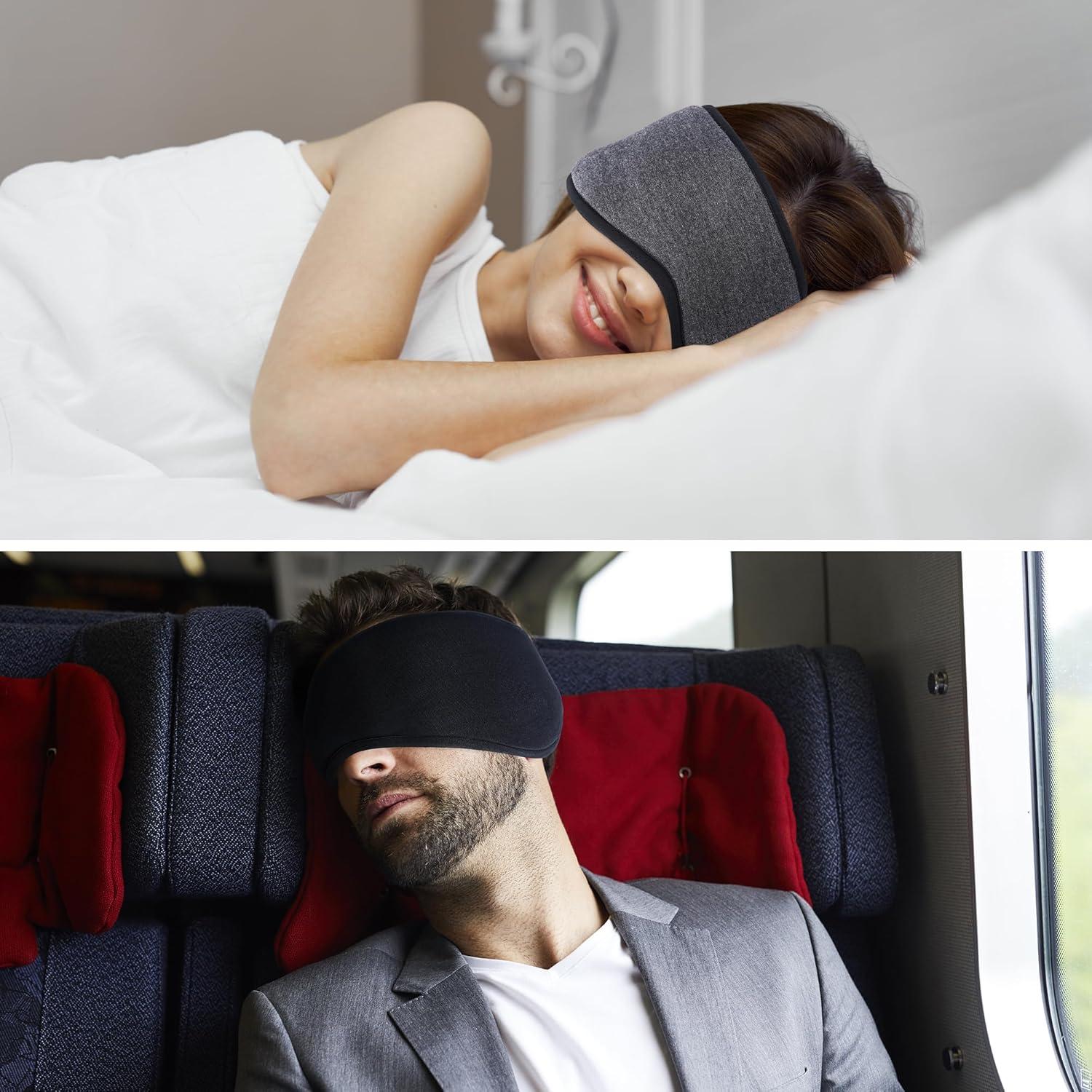 Máscara de Sueño FRESHME Negra con Cubierta para Oídos - Ajustable