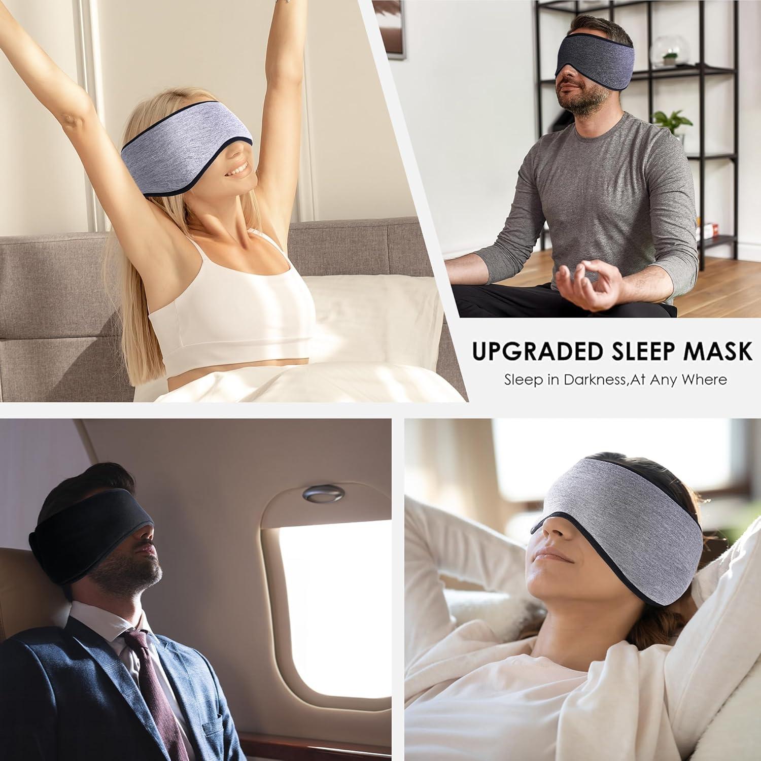 Máscara de Sueño FRESHME Negra con Cubierta para Oídos - Ajustable