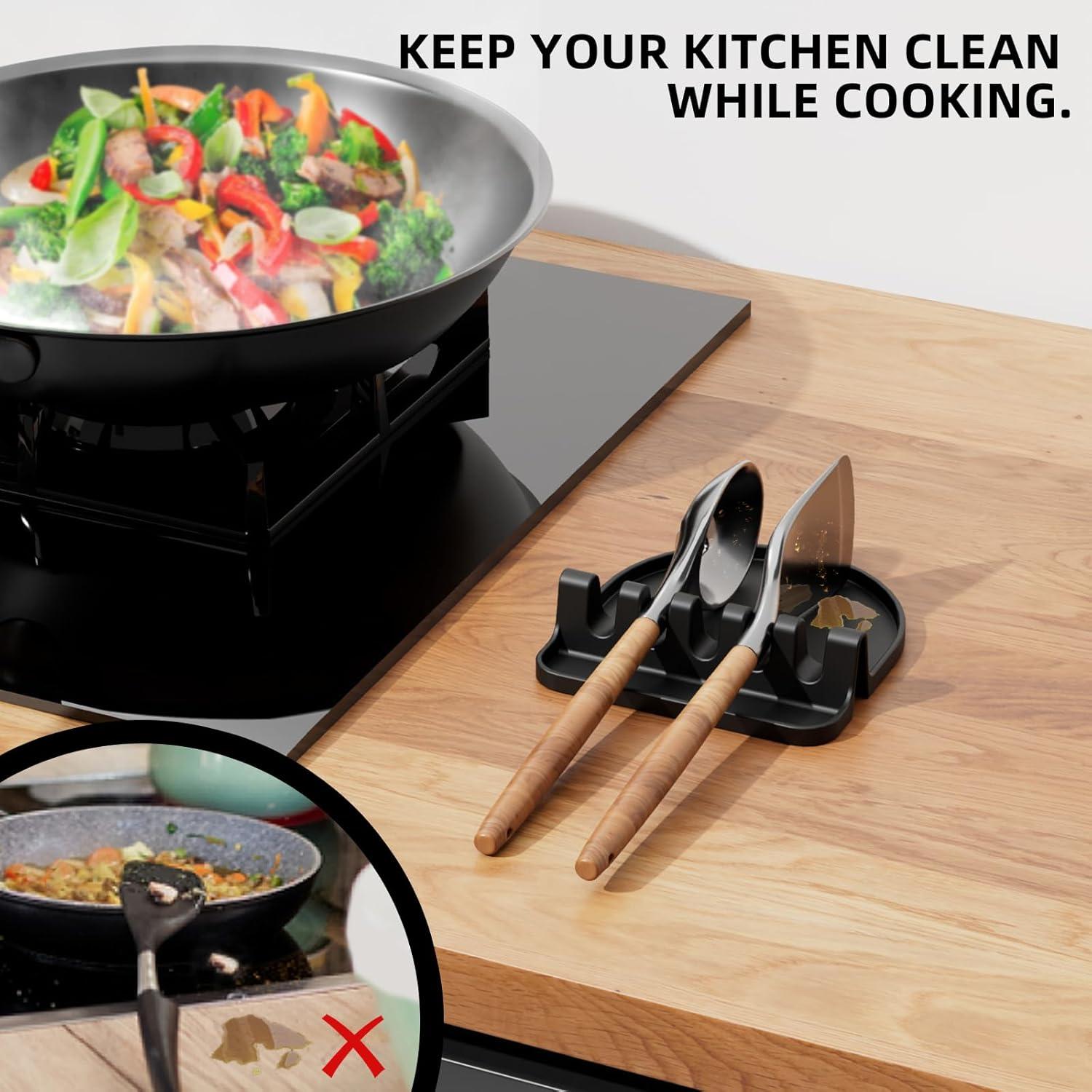 Soporte para Utensilios de Cocina Yootado, Reposapucheros Silicona 14x15.24cm