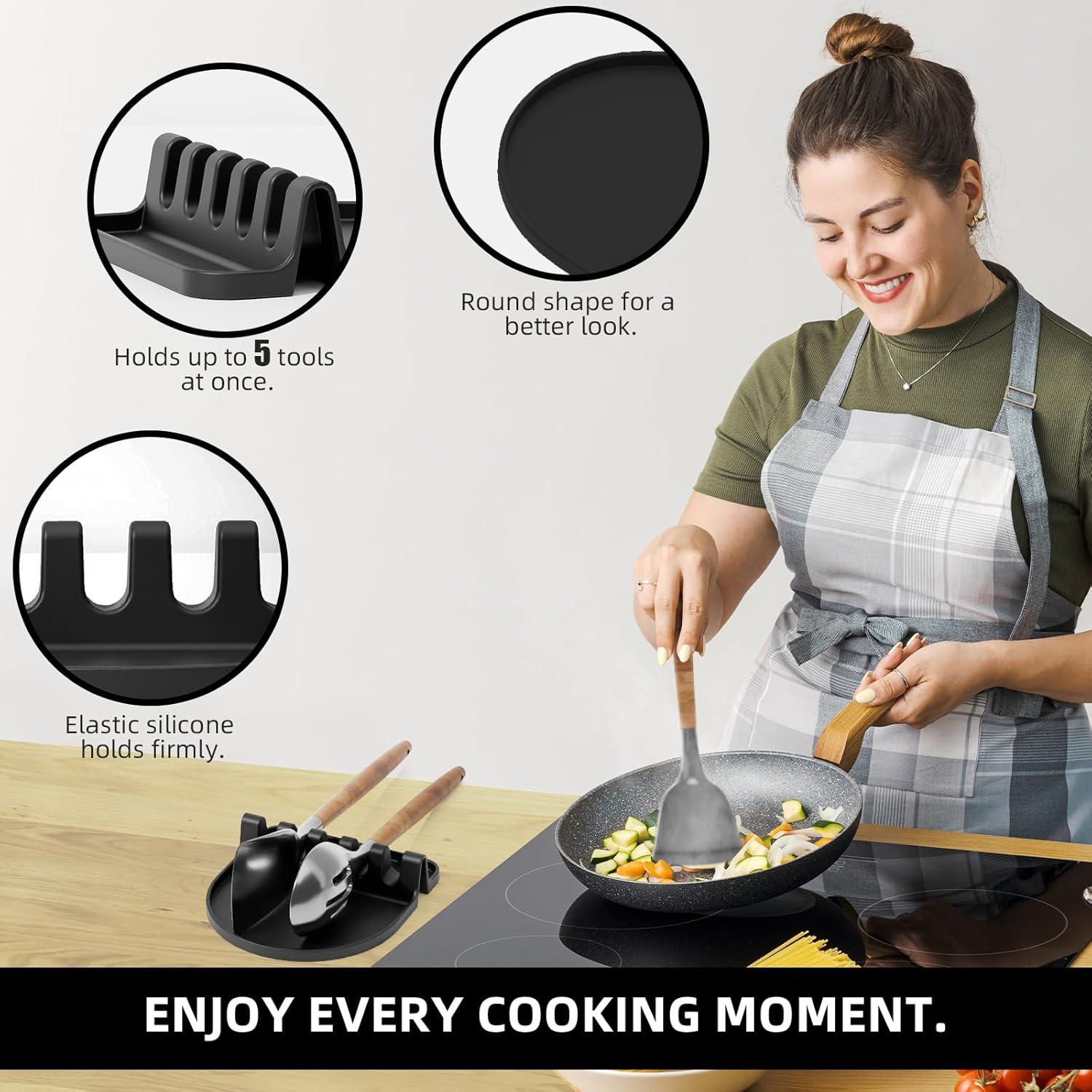 Soporte para Utensilios de Cocina Yootado, Reposapucheros Silicona 14x15.24cm