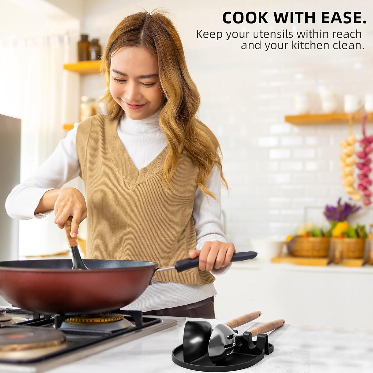 Soporte para Utensilios de Cocina Yootado, Reposapucheros Silicona 14x15.24cm