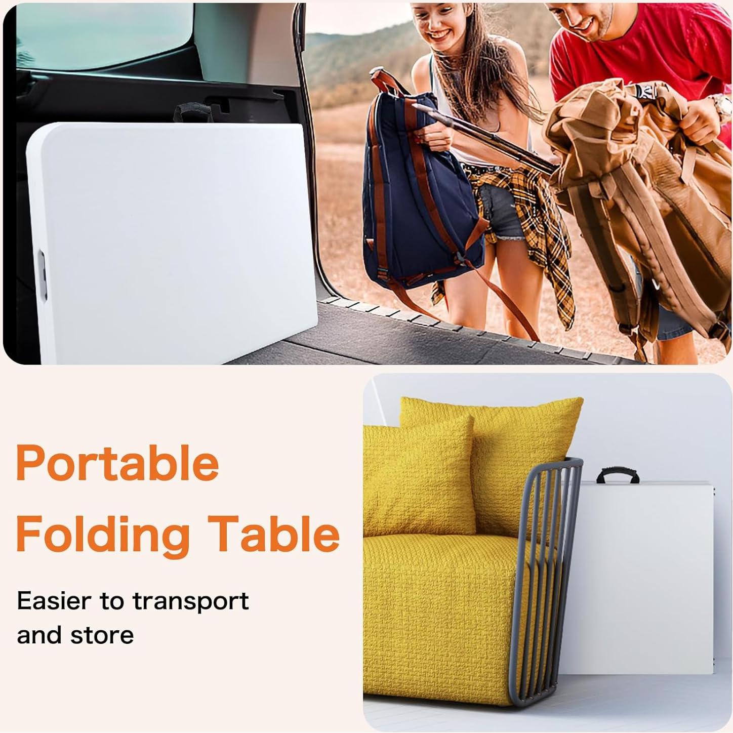 Mesa Plegable Sweetcrispy 1.22m Blanca para Camping y Picnic