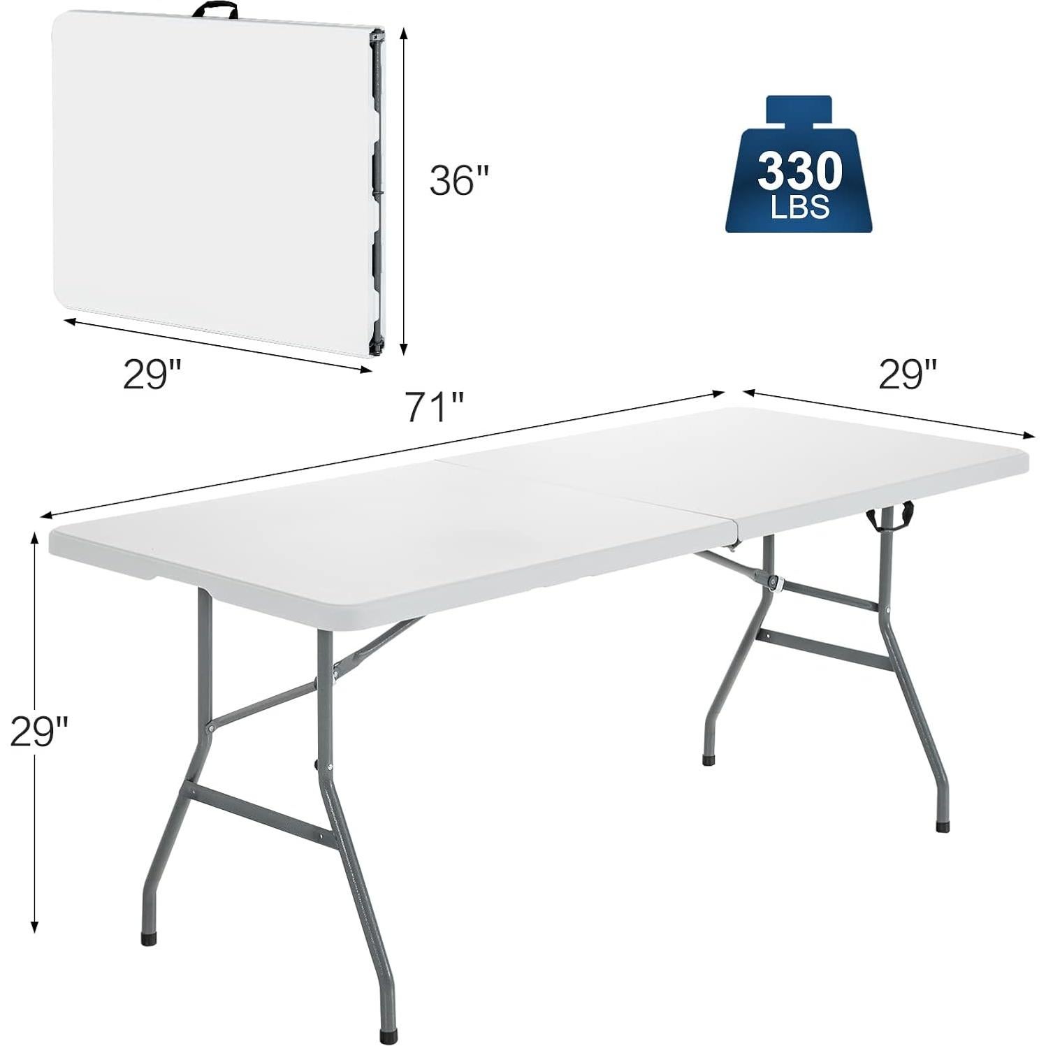 Mesa de Picnic Plegable Giantex 180x74 cm Blanca para Camping