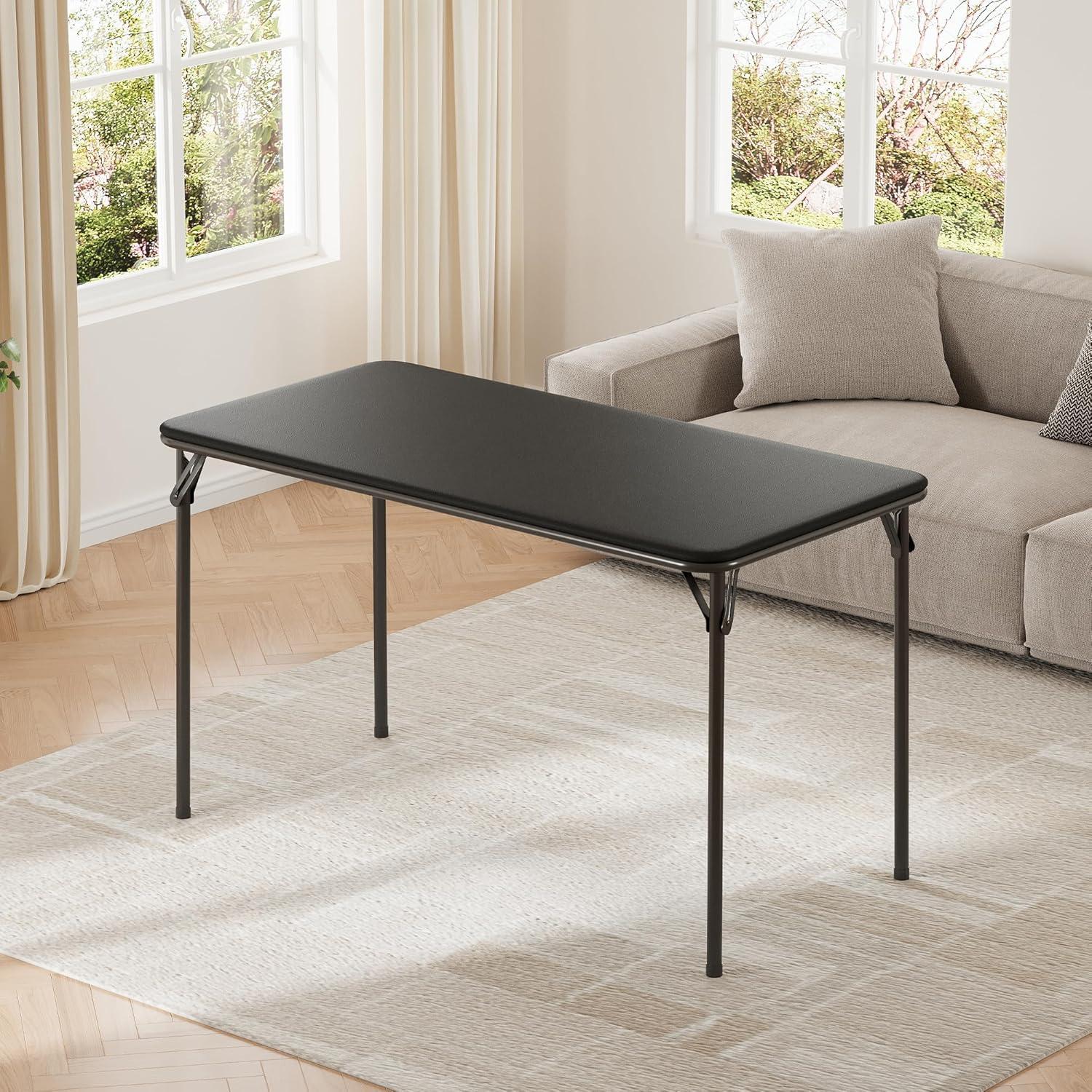 Mesa Plegable IDEALHOUSE 4 Pies Metal PU Cuero Negra