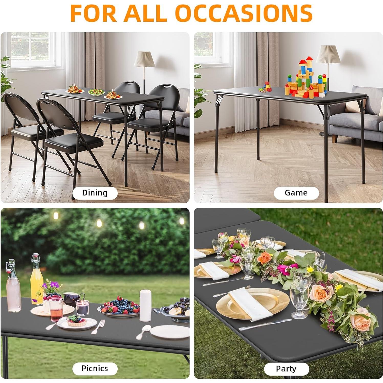 Mesa Plegable IDEALHOUSE 4 Pies Metal PU Cuero Negra