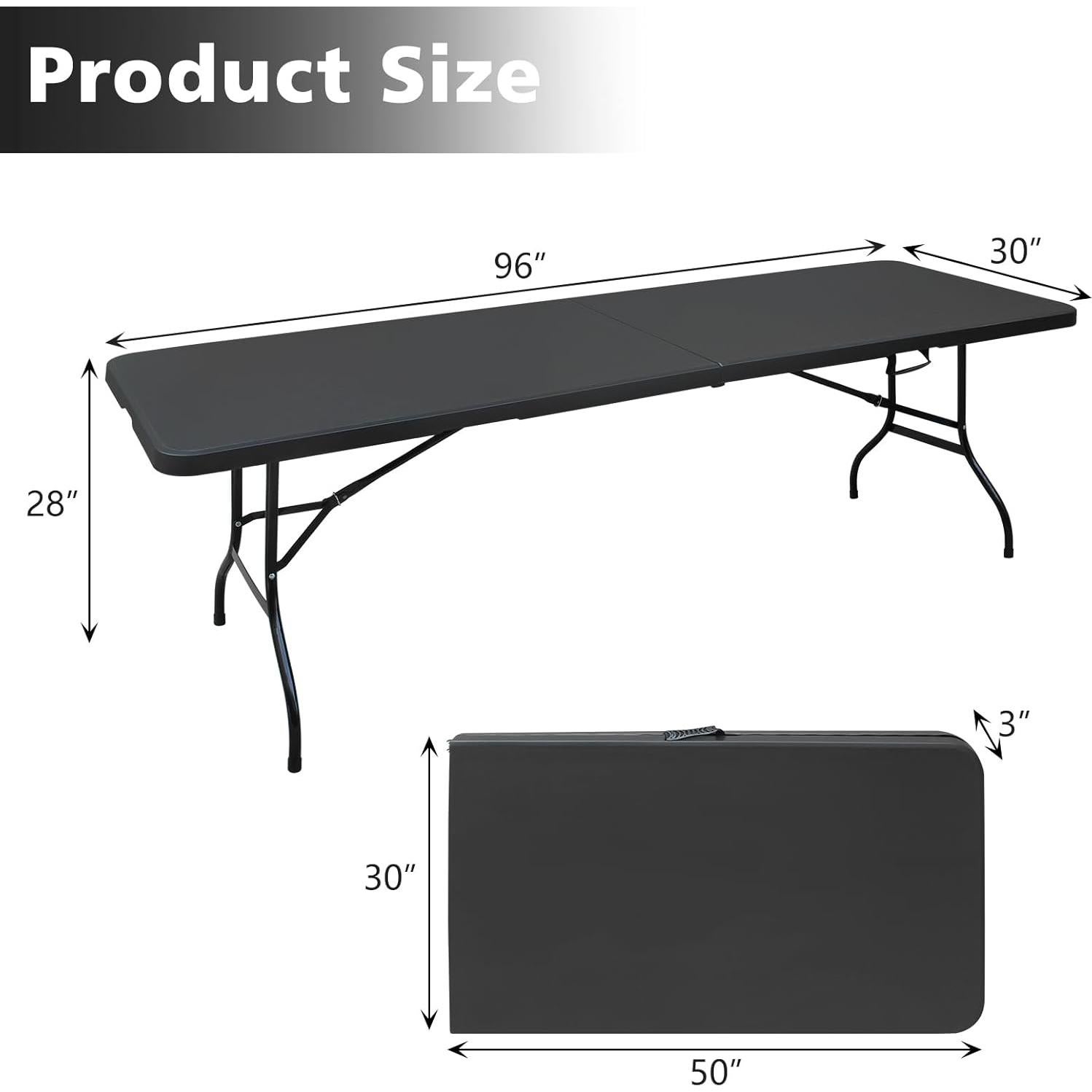 Mesa Plegable MIIUDGIG 2.4m Negra Alta Resistencia para Exterior