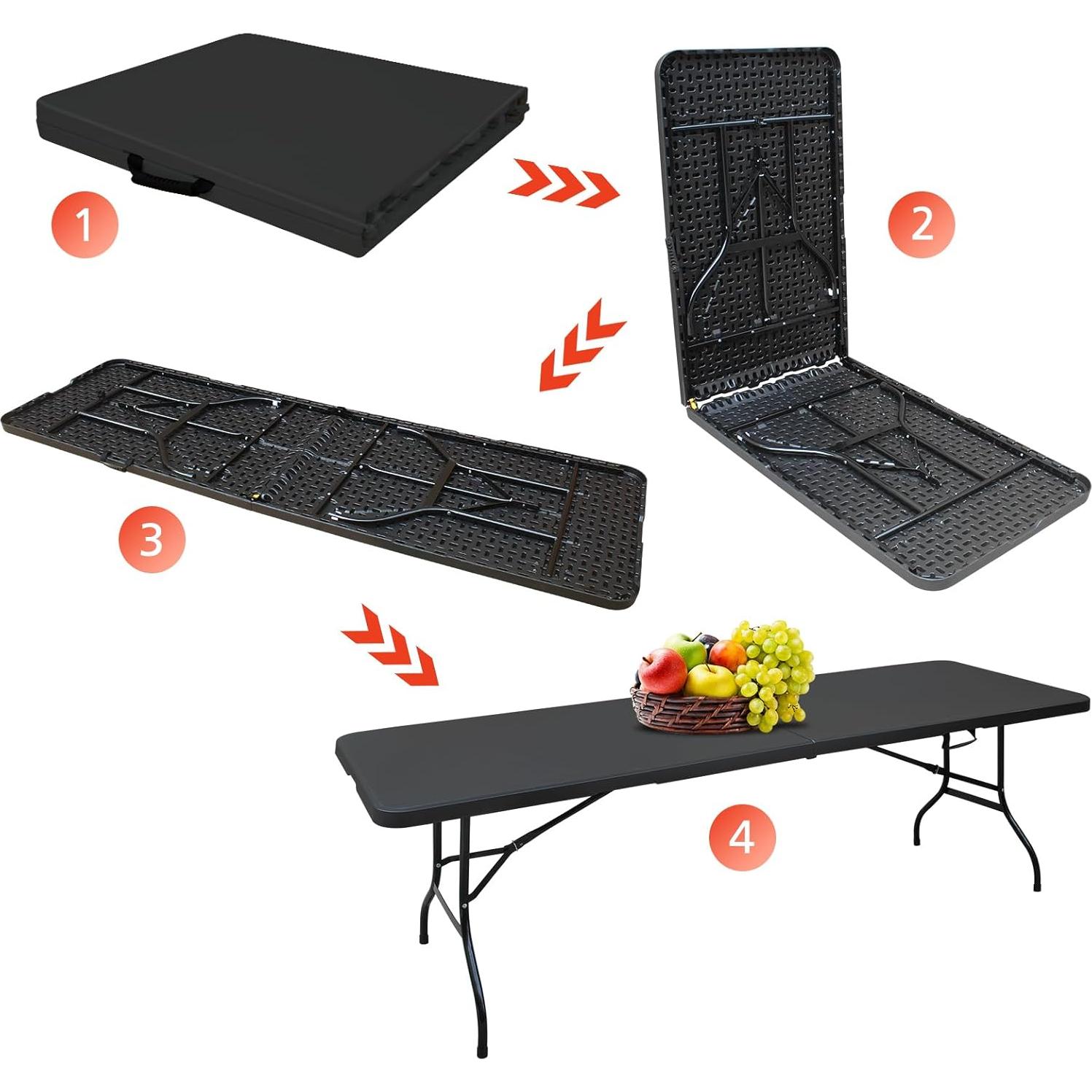 Mesa Plegable MIIUDGIG 2.4m Negra Alta Resistencia para Exterior