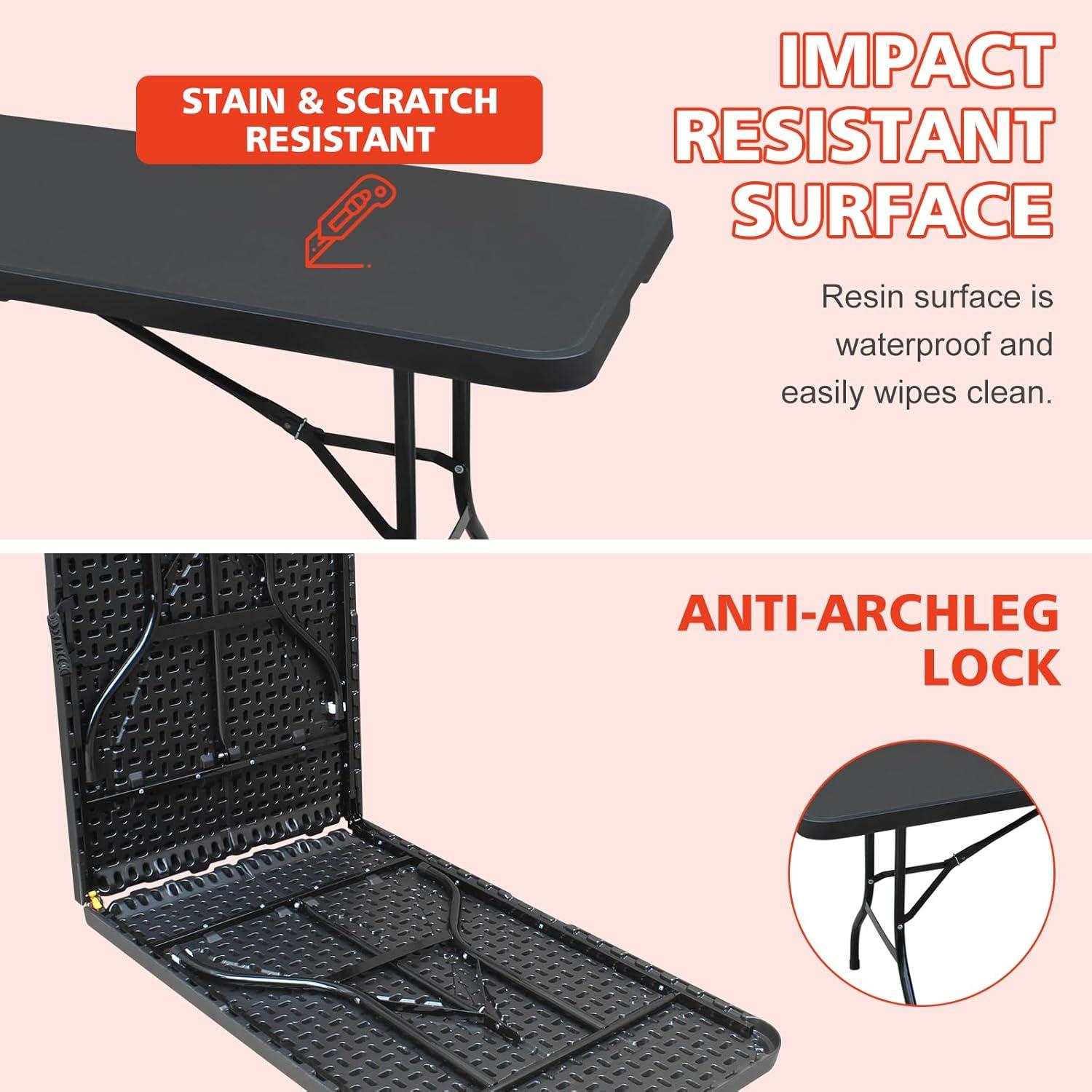 Mesa Plegable MIIUDGIG 2.4m Negra Alta Resistencia para Exterior