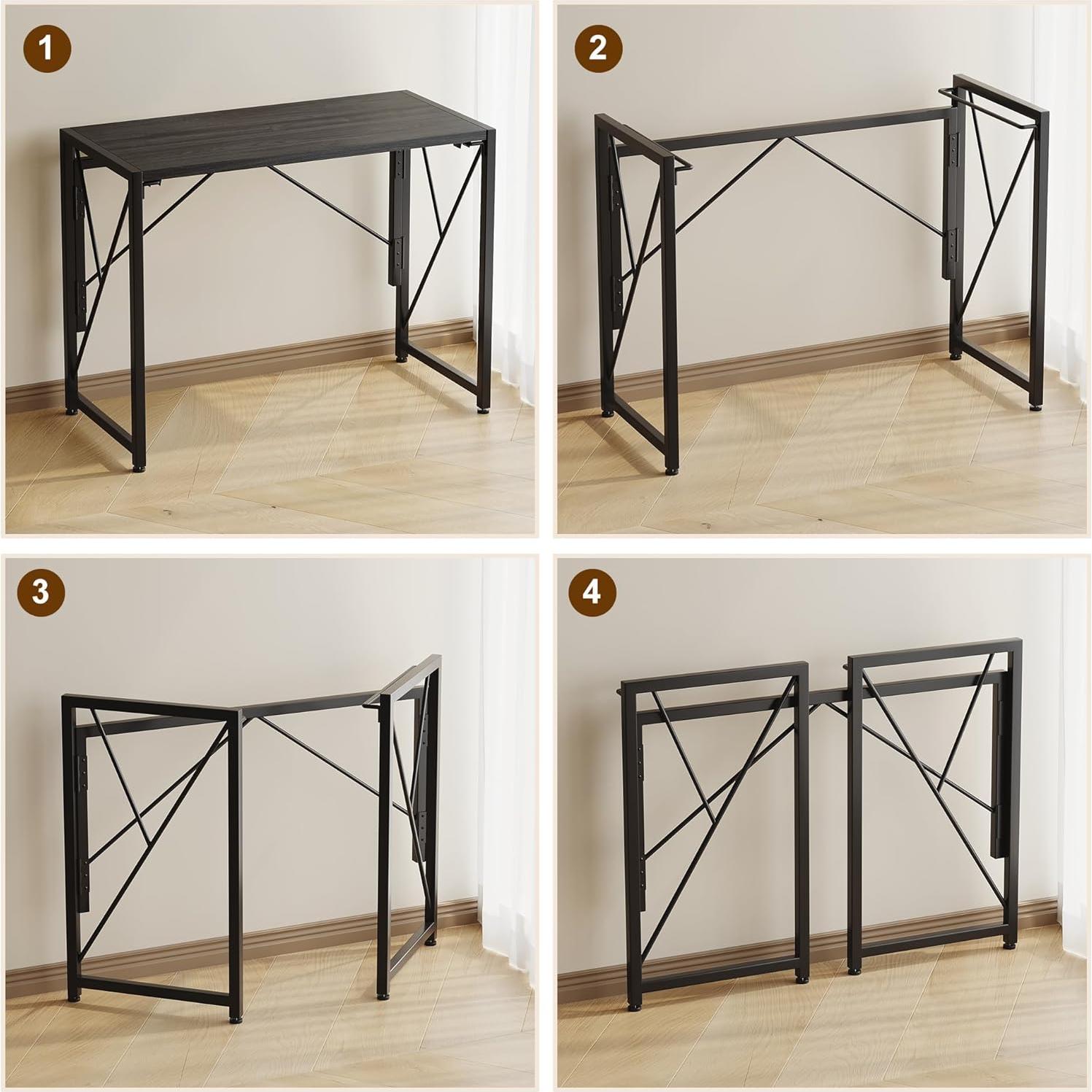 Escritorio Plegable Homeiju 100x40 cm Negro para Oficina y Estudio