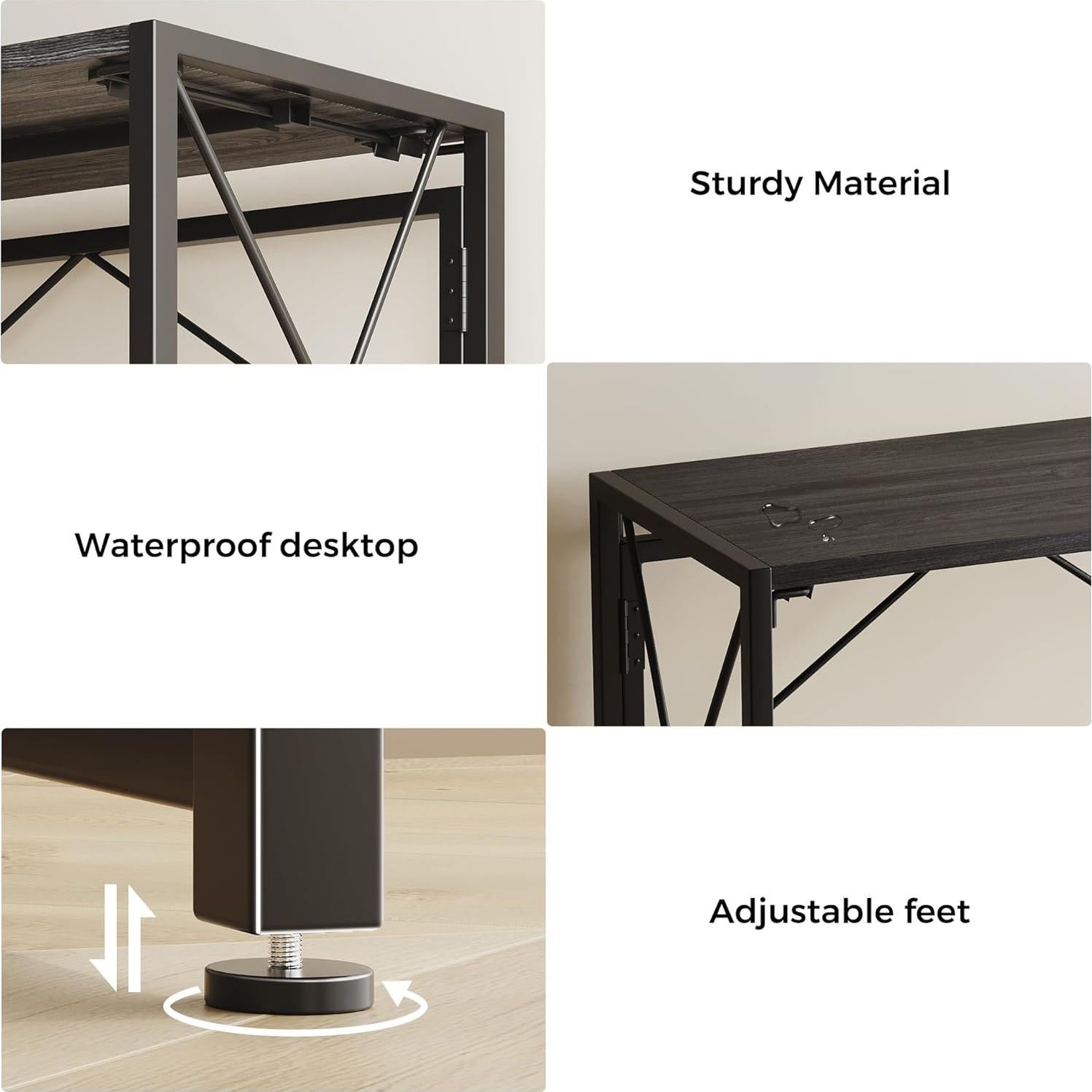 Escritorio Plegable Homeiju 100x40 cm Negro para Oficina y Estudio