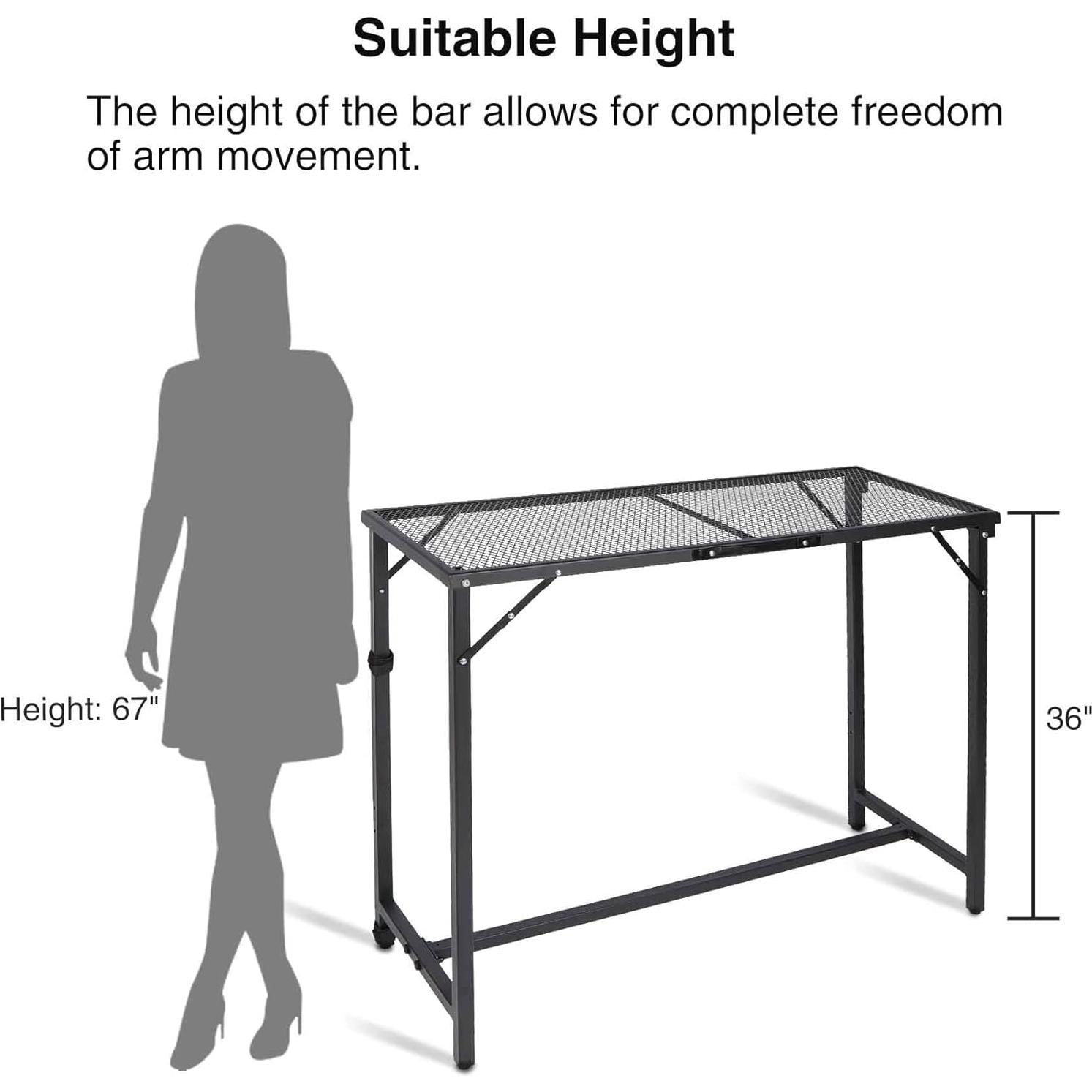 Mesa de Bar Plegable REDCAMP 99 cm Negra para Exterior e Interior