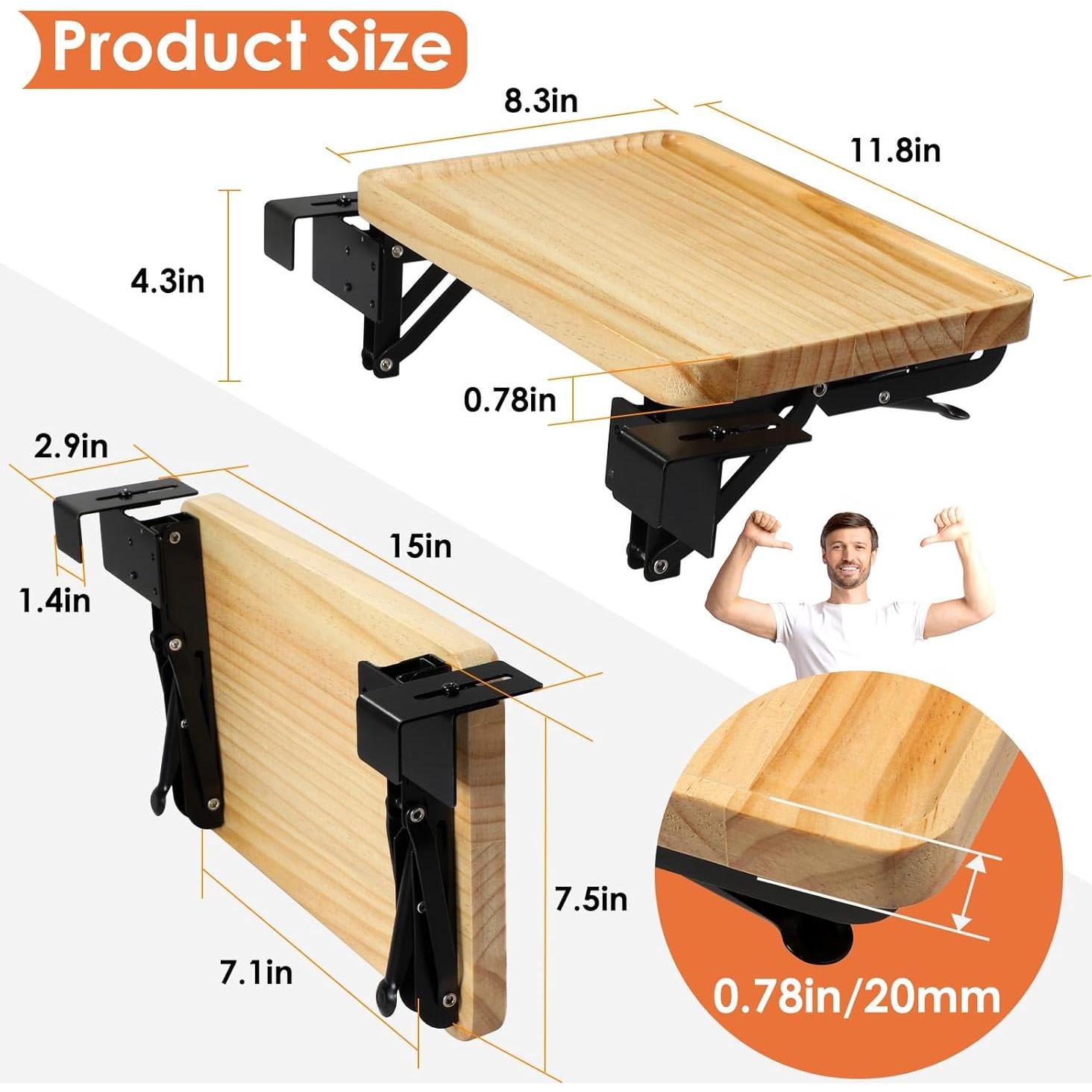 Estante Lateral Plegable SKMYL de Madera y Acero Inoxidable