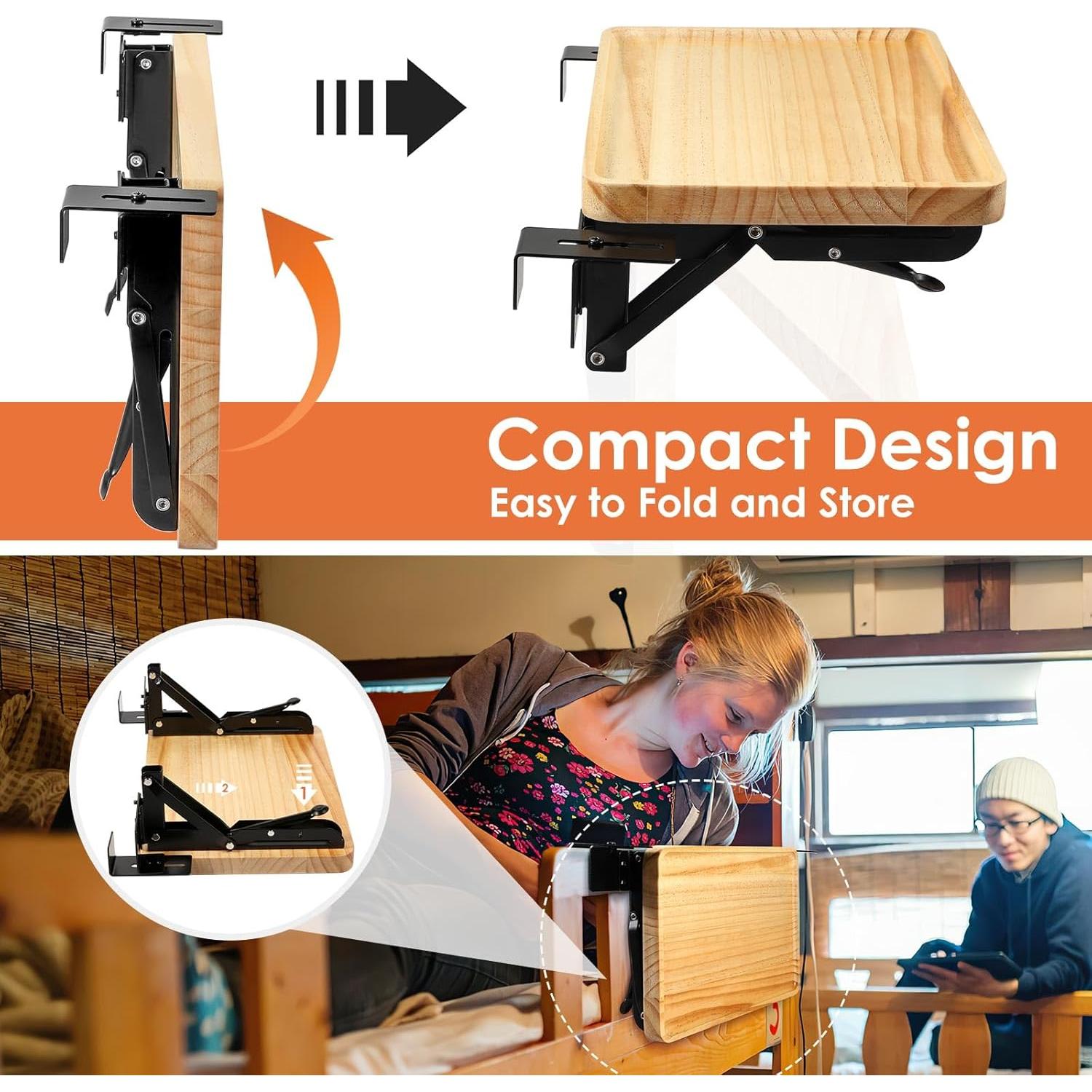 Estante Lateral Plegable SKMYL de Madera y Acero Inoxidable