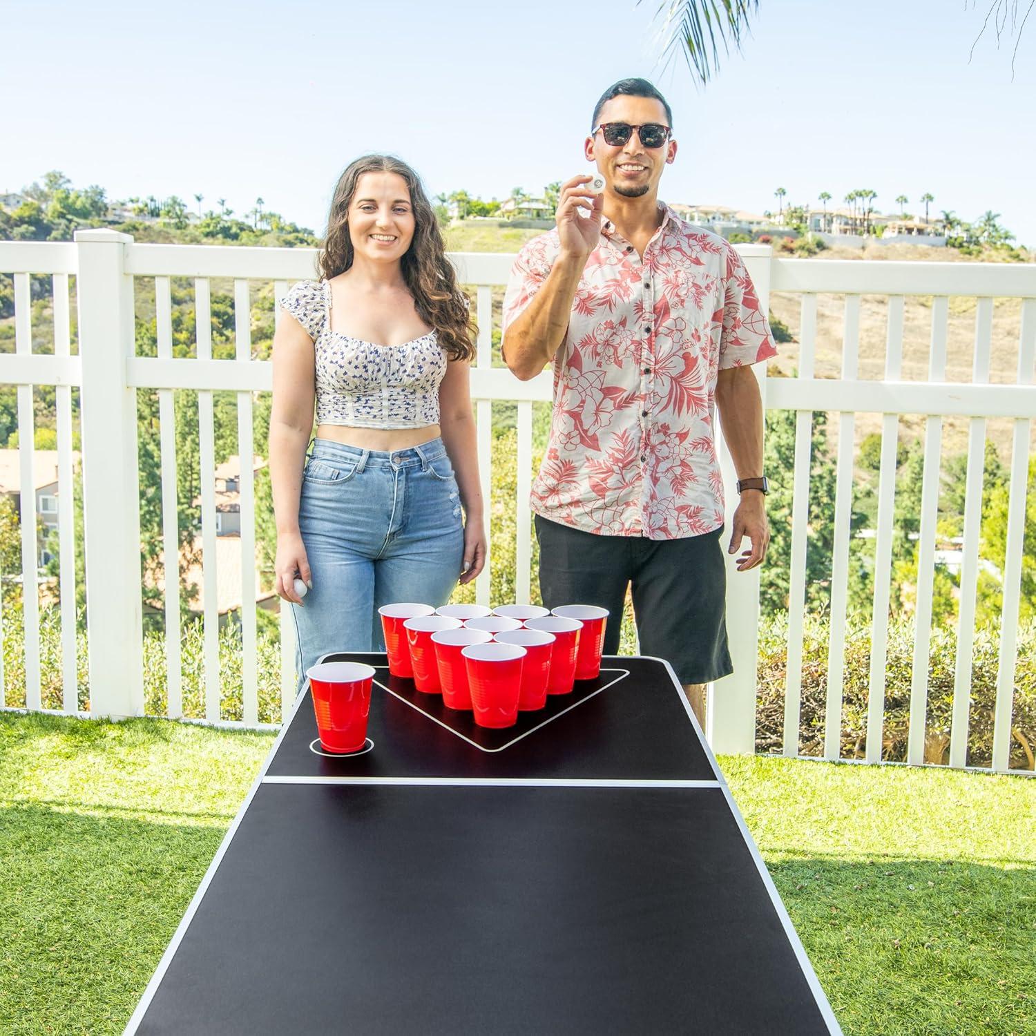 Mesa de Beer Pong Portátil GoPong 8 Pies Negra Plegable